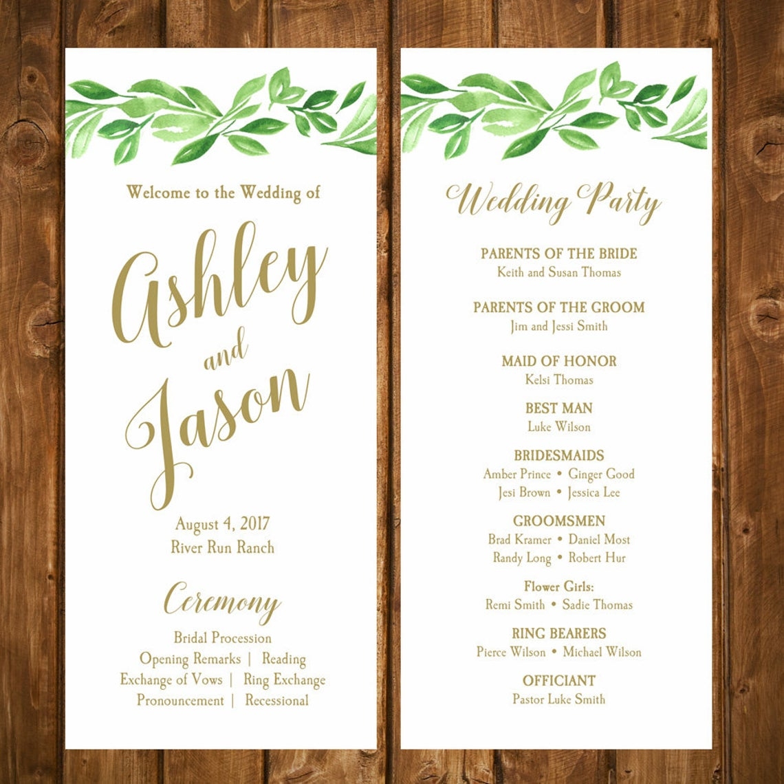 Free Printable Program Templates For Wedding