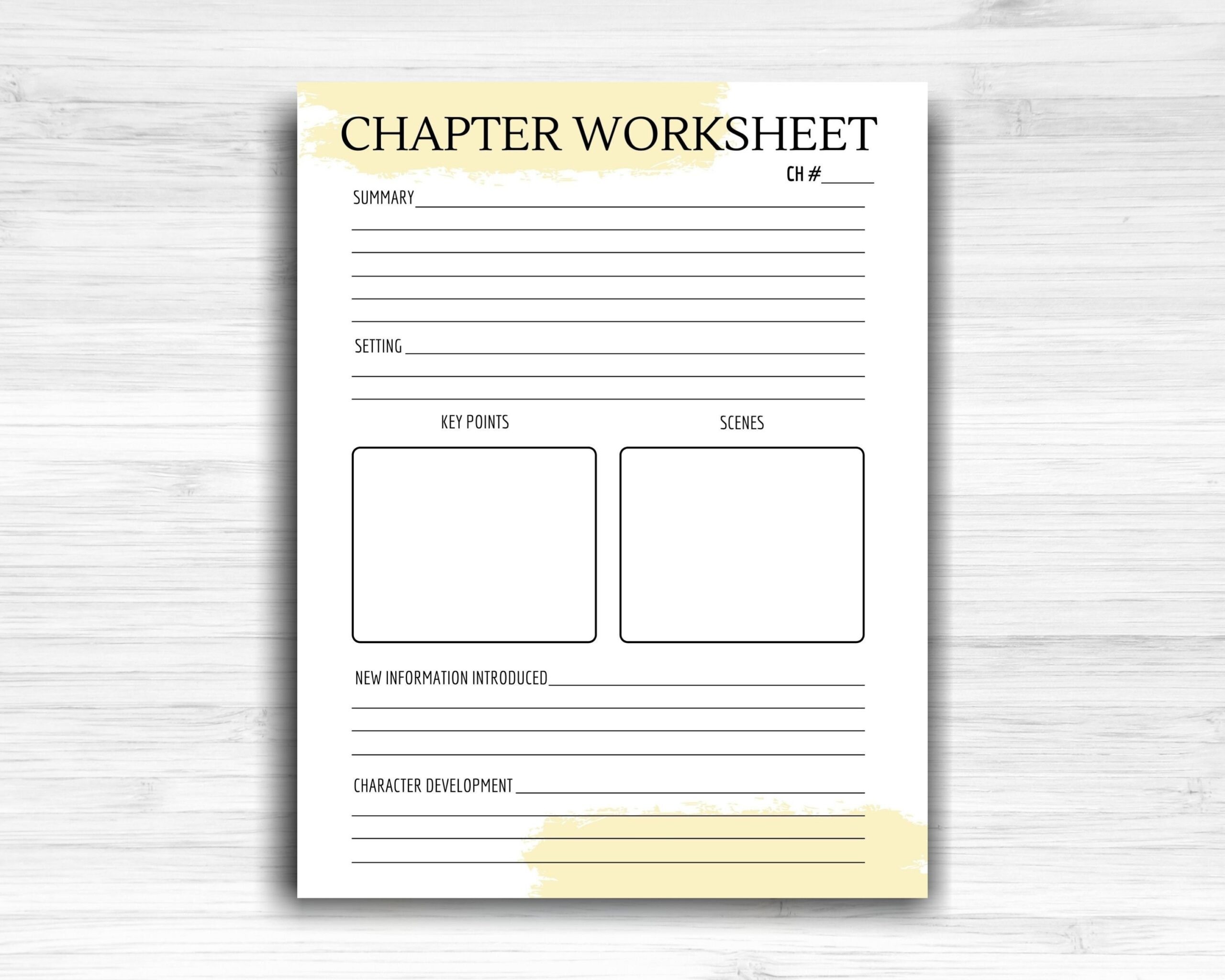 2 Page Chapter Organization Worksheet Writing Template 