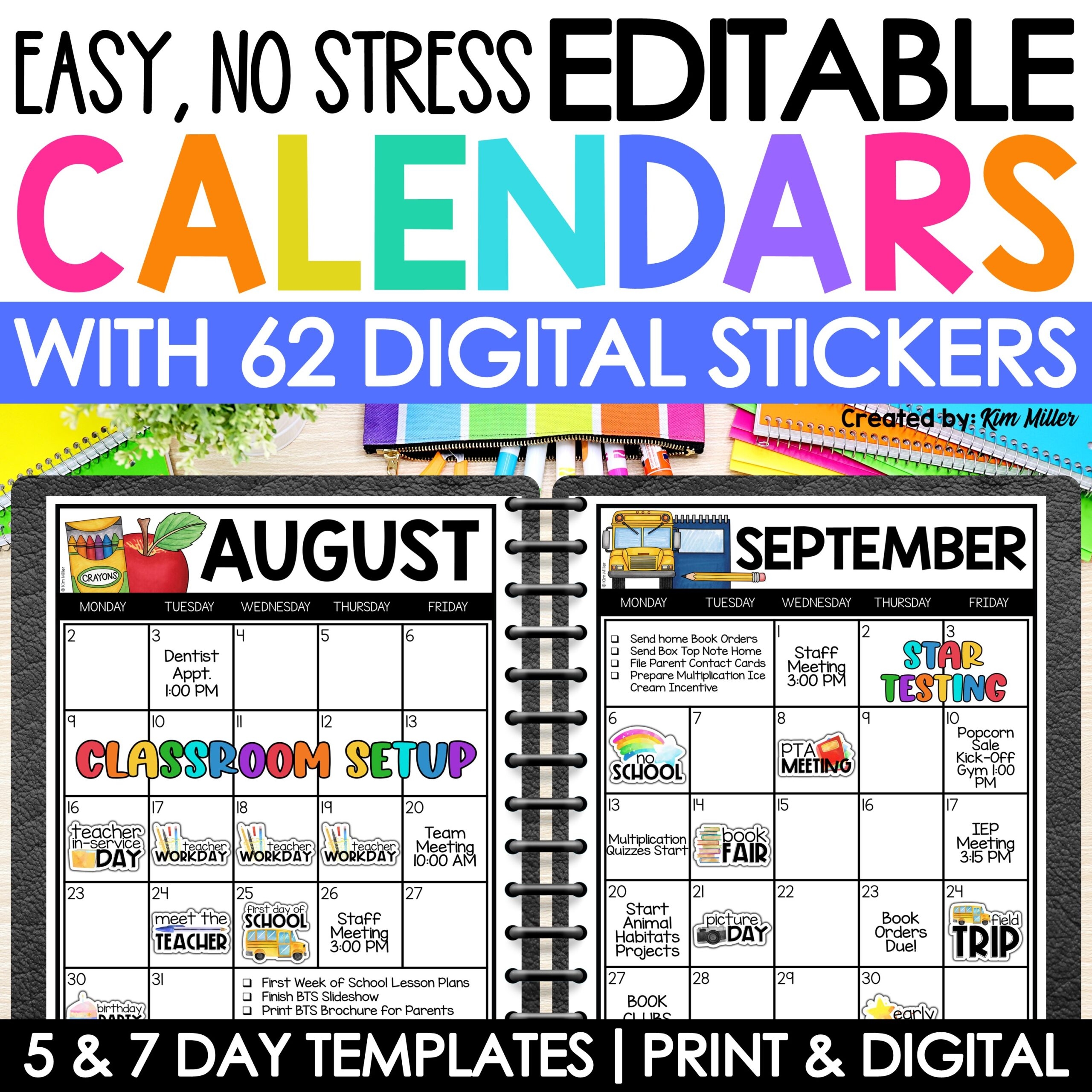 2024 2025 Editable Monthly Calendar Templates U0026 Digital Planner 