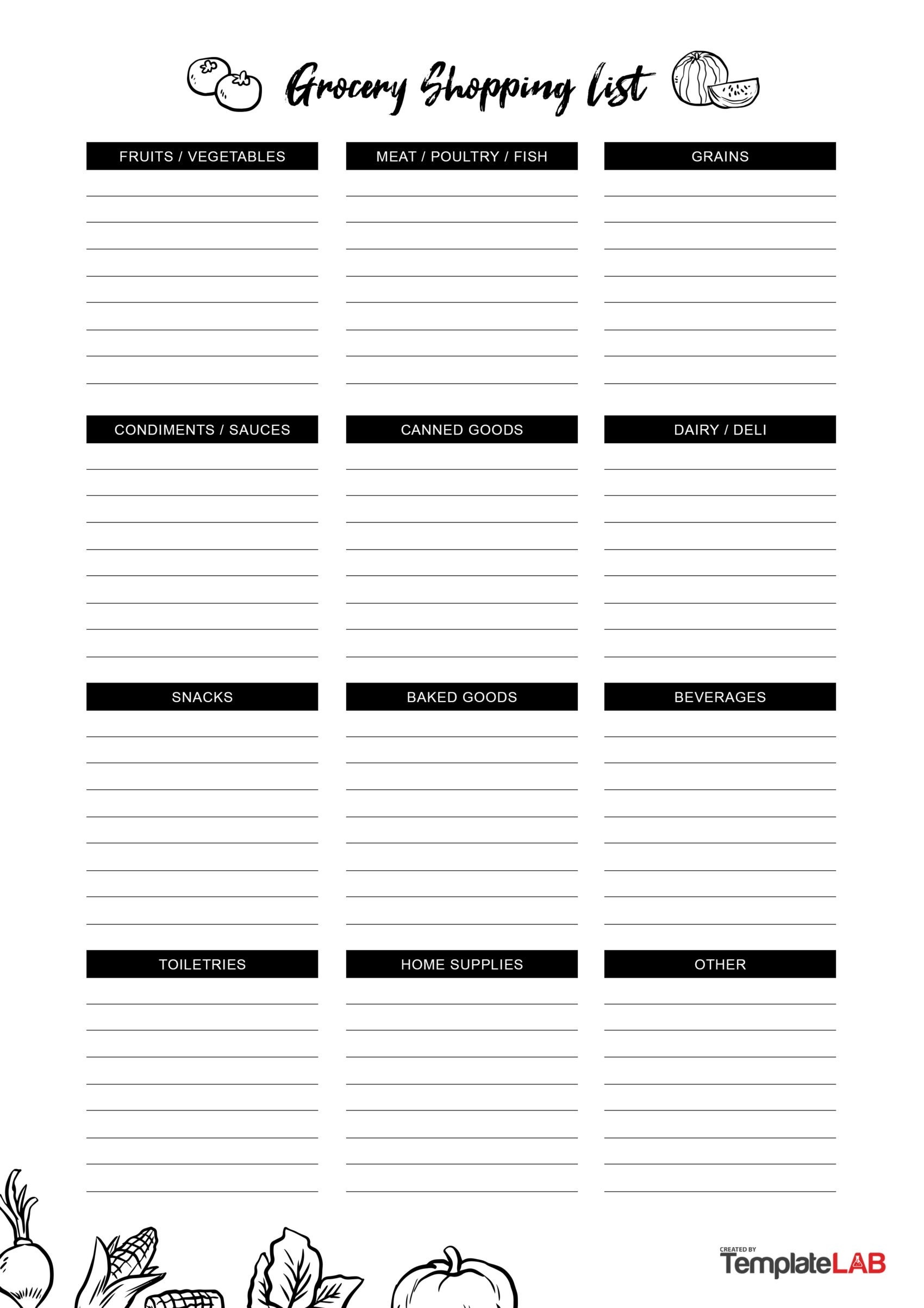 Blank Grocery List Printable Free