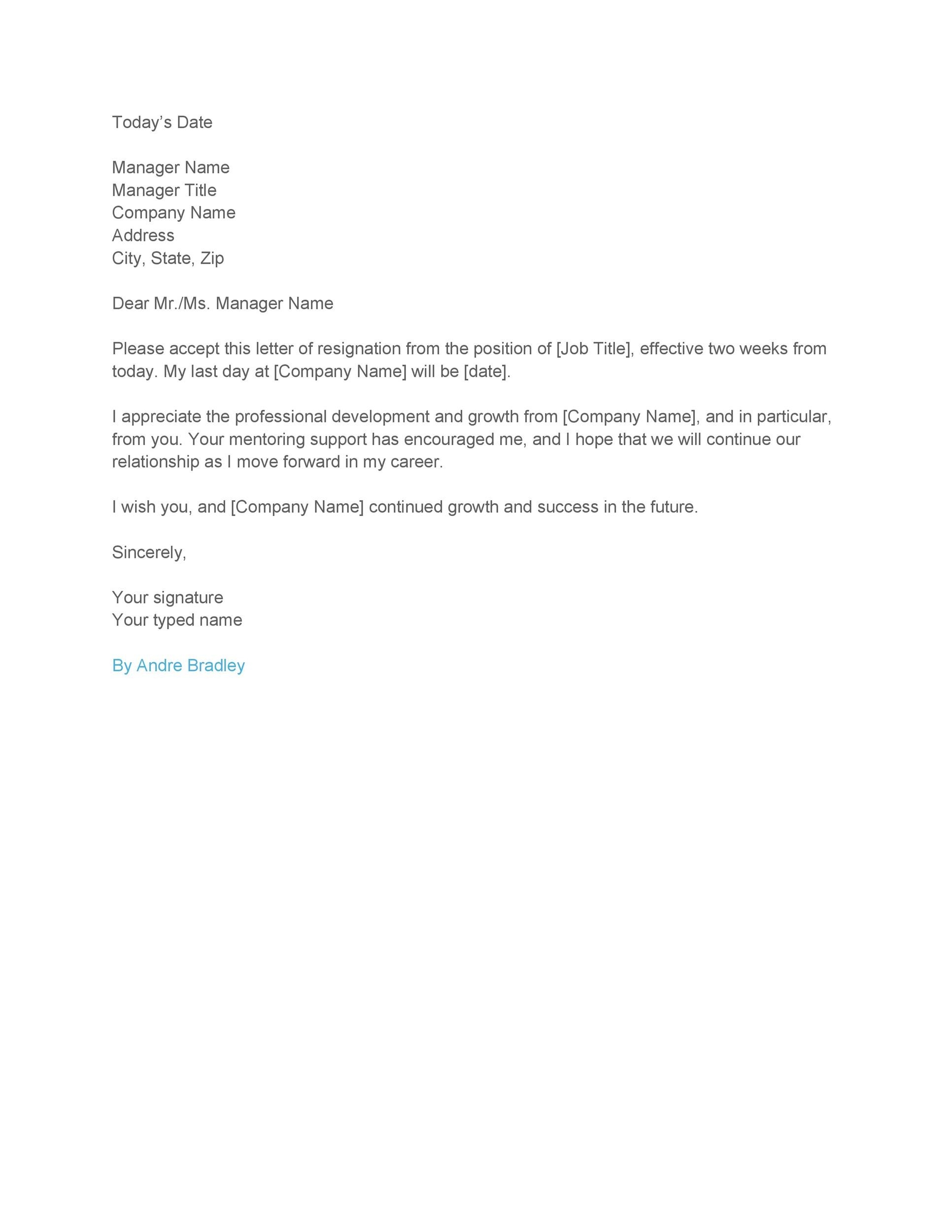 40 Two Weeks Notice Letters u0026 Resignation Letter Templates 