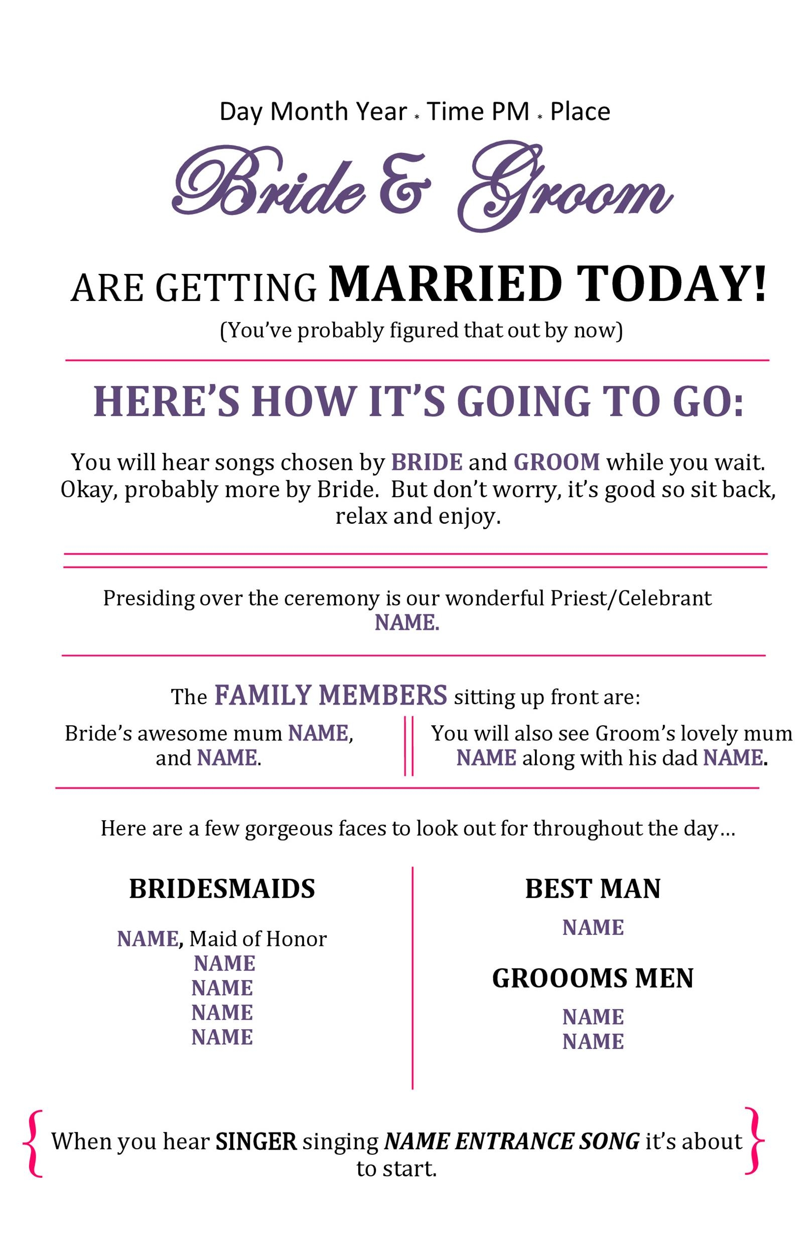 41 Printable Wedding Program Examples U0026 Templates