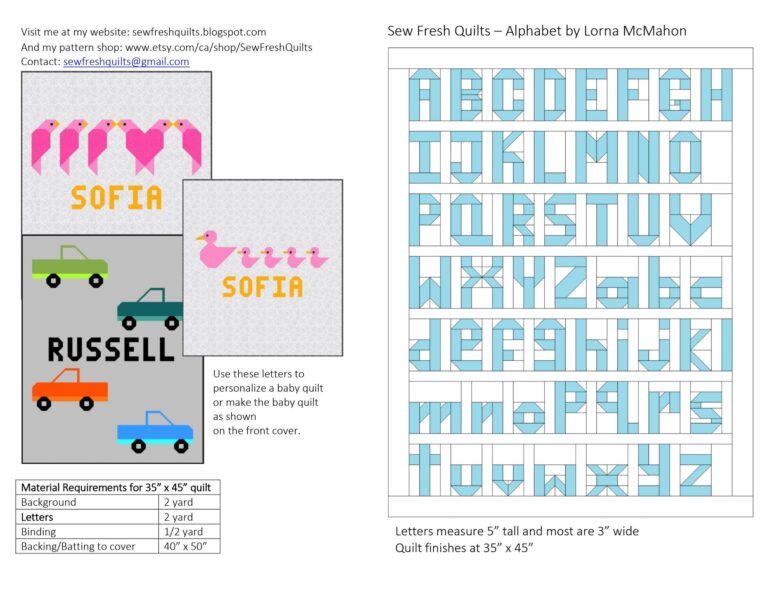 Alphabet PDF Quilt Pattern Instant Download