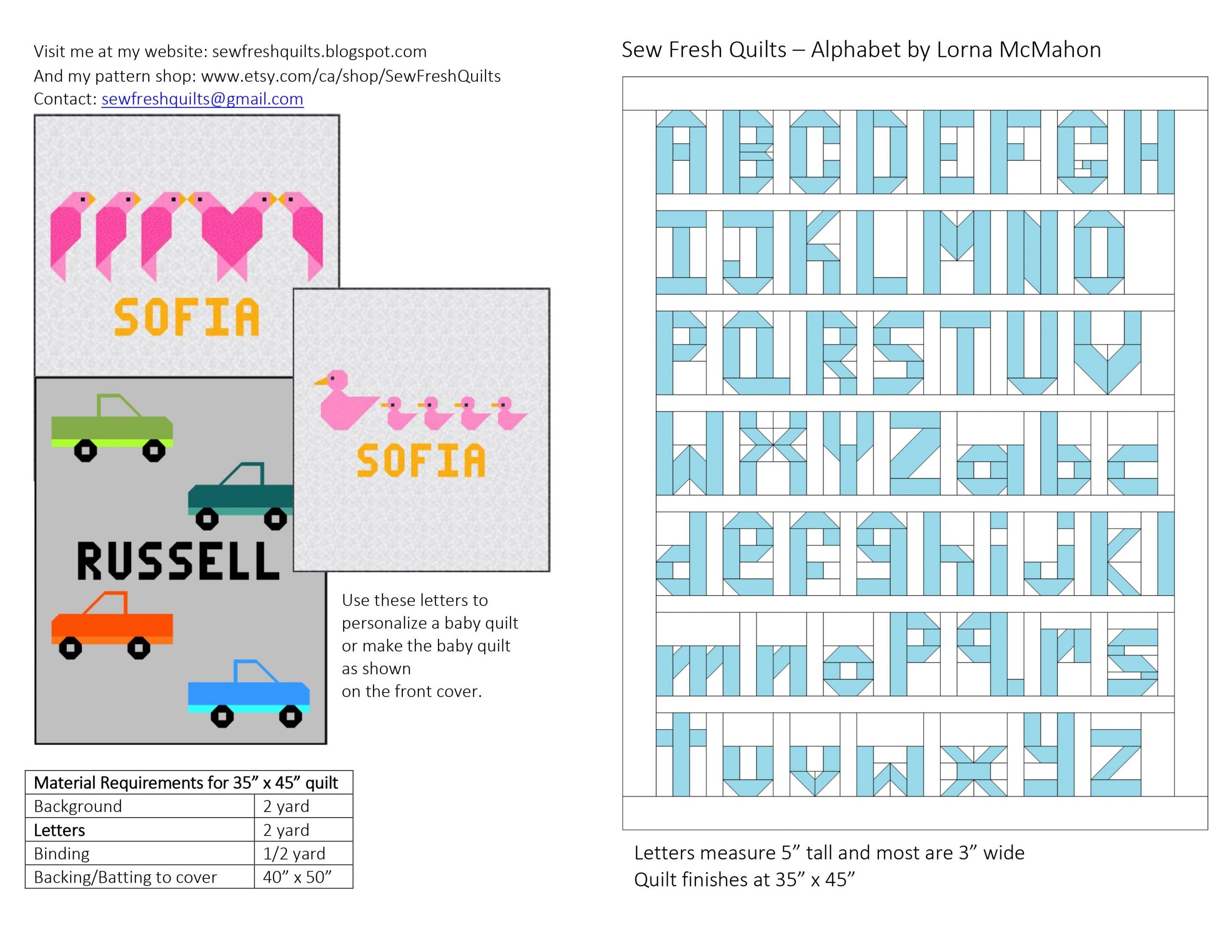 Alphabet PDF Quilt Pattern Instant Download