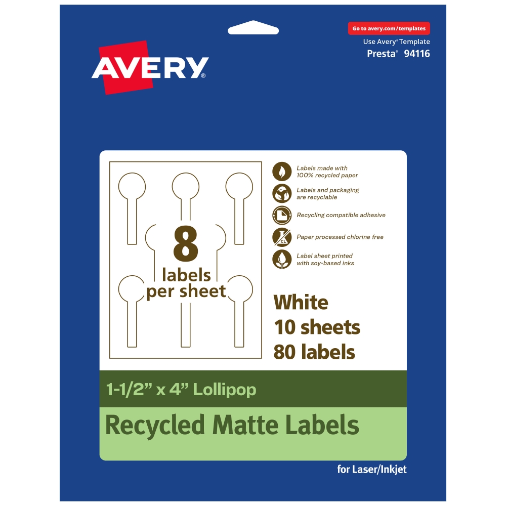 Avery Recycled Paper Labels 94051 EWMP100 Oval 1 12 X 2 12 White Pack Of 1800 Office Depot