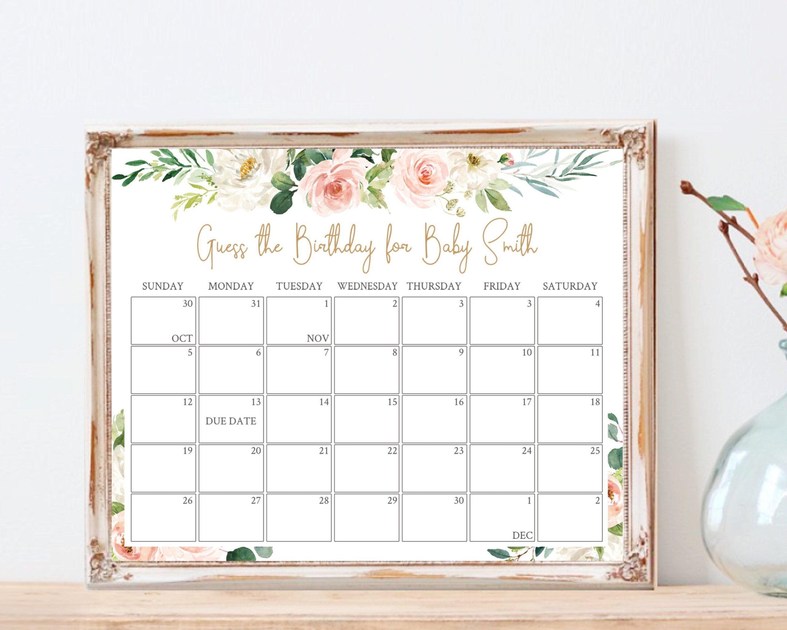 Baby Due Date Calendar Printable Top