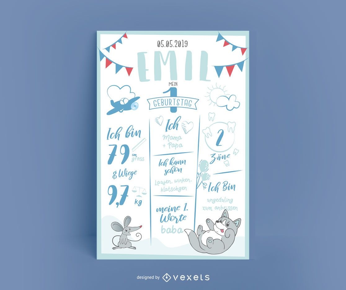 Baby Milestone Board Template Vector Download