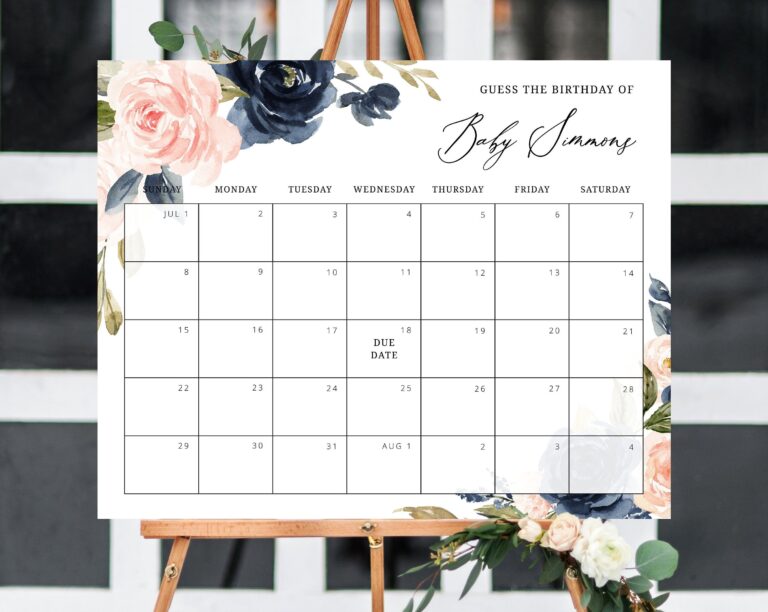 Baby Shower Guess The Date Template Store