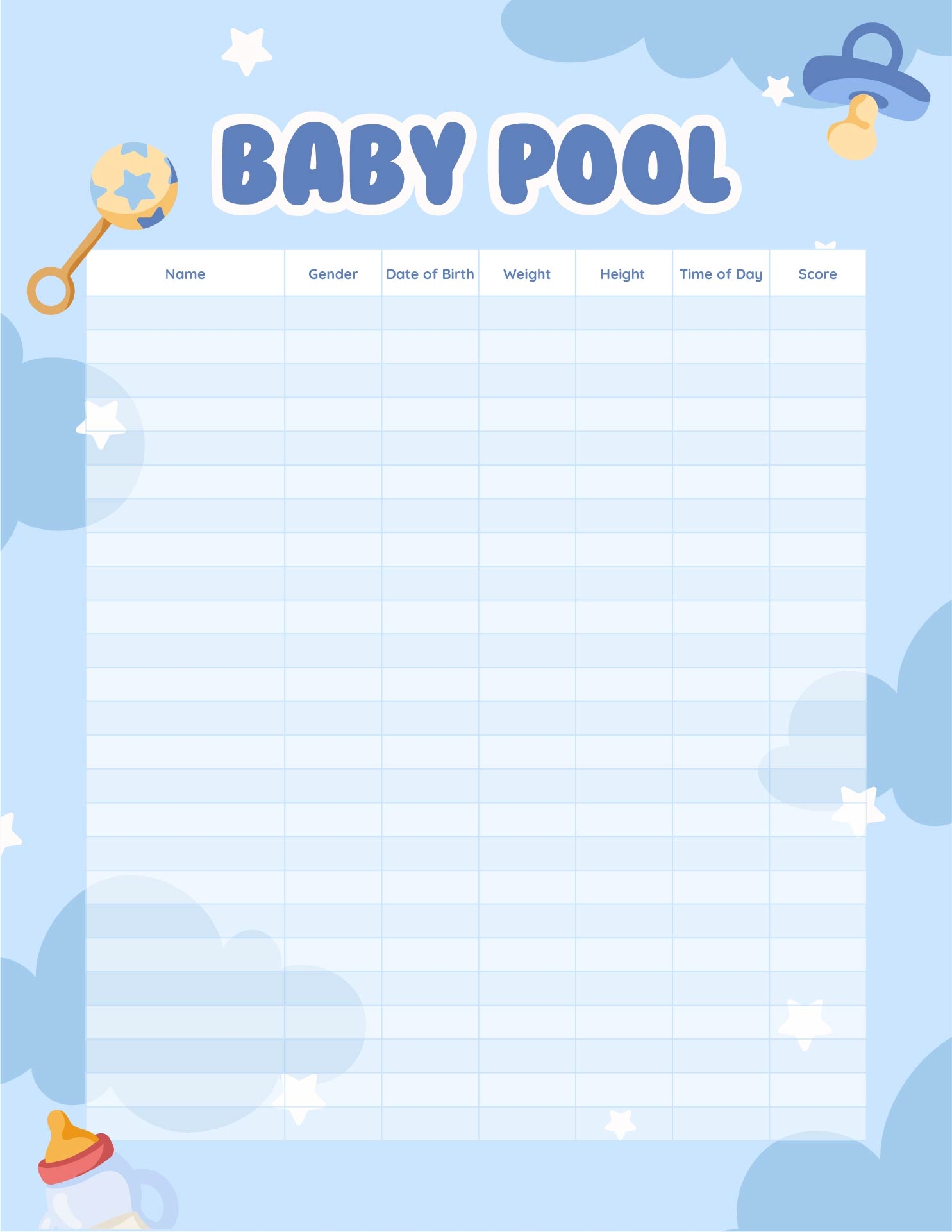 Baby Shower Guess The Due Deals Date And Weight Free Printable