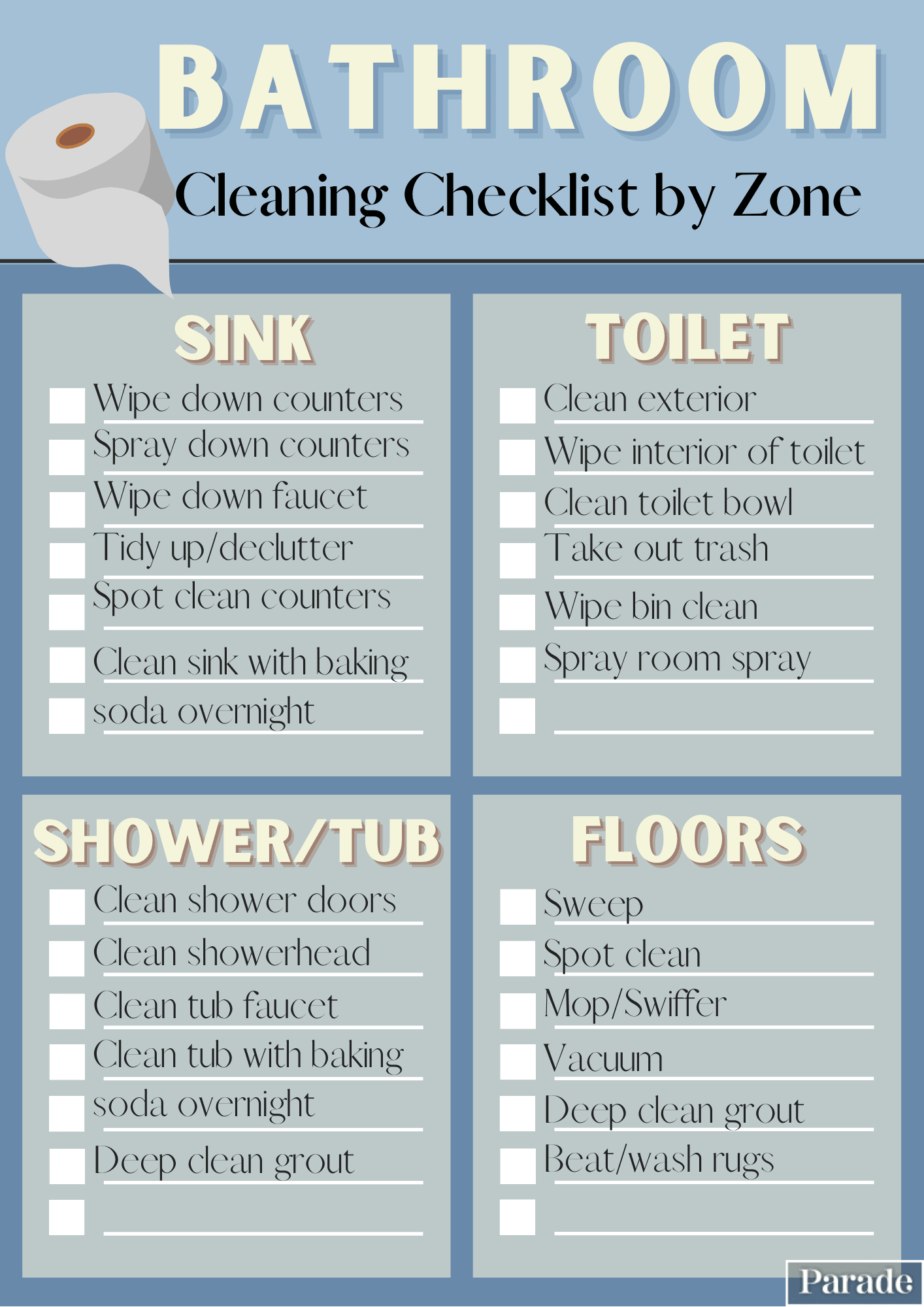 Bathroom Cleaning Checklist 10 Free Printable Options