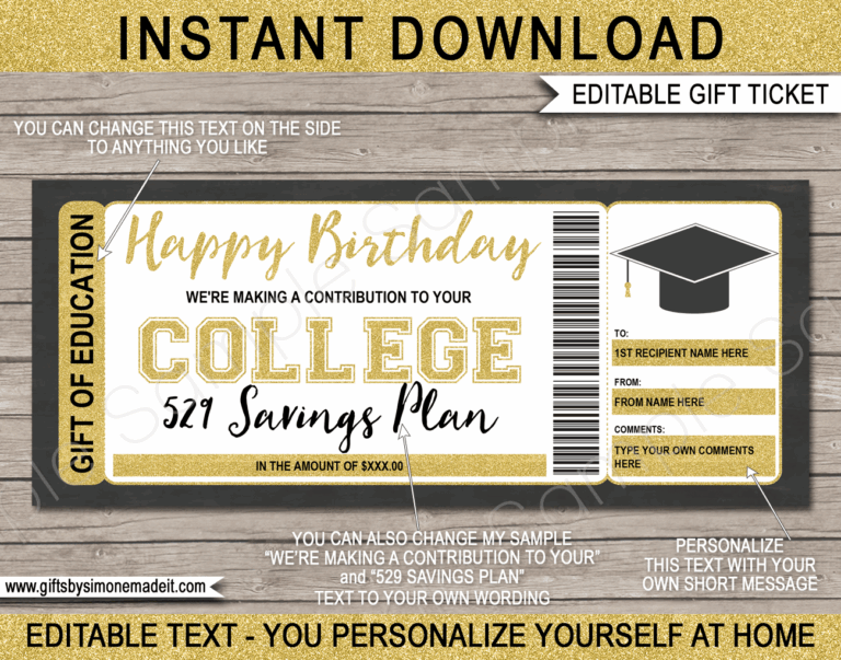 Birthday 529 College Fund Gift Certificate