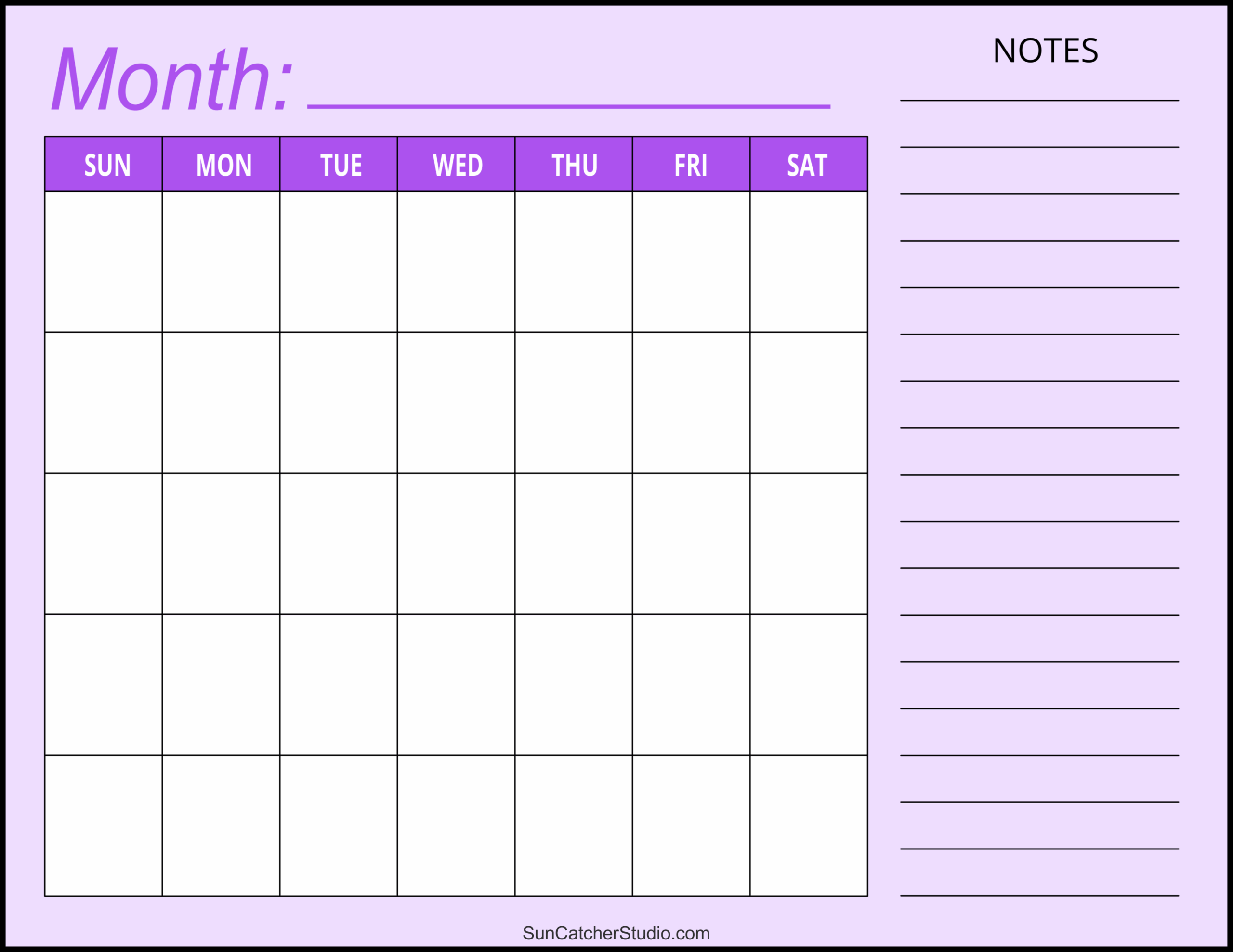 Blank Calendar Printable Template