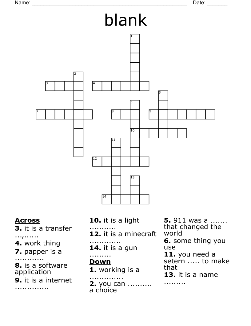 Free Printable Blank Crossword Grid