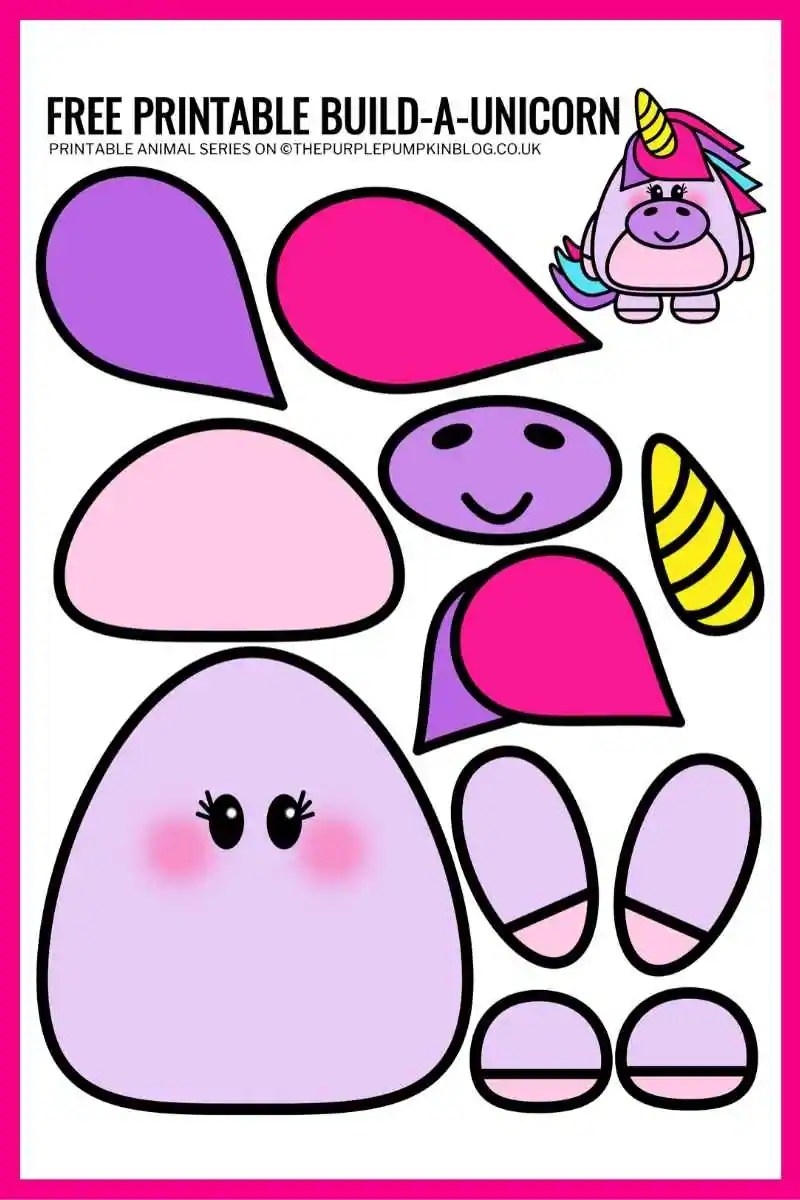 Build A Unicorn Free Printable Paper Unicorn Template 