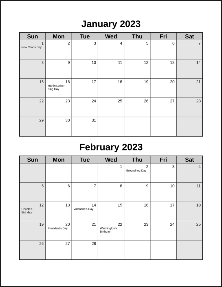 CalendarsThatWork Double Month