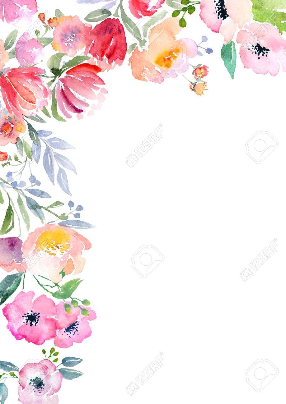 Card Template With Watercolor Roses Blank Space For Your Text Illustration For Greeting Cards Invitations And Other Printing Projects Stock Photo Picture And Royalty Free Image Image 43147136 