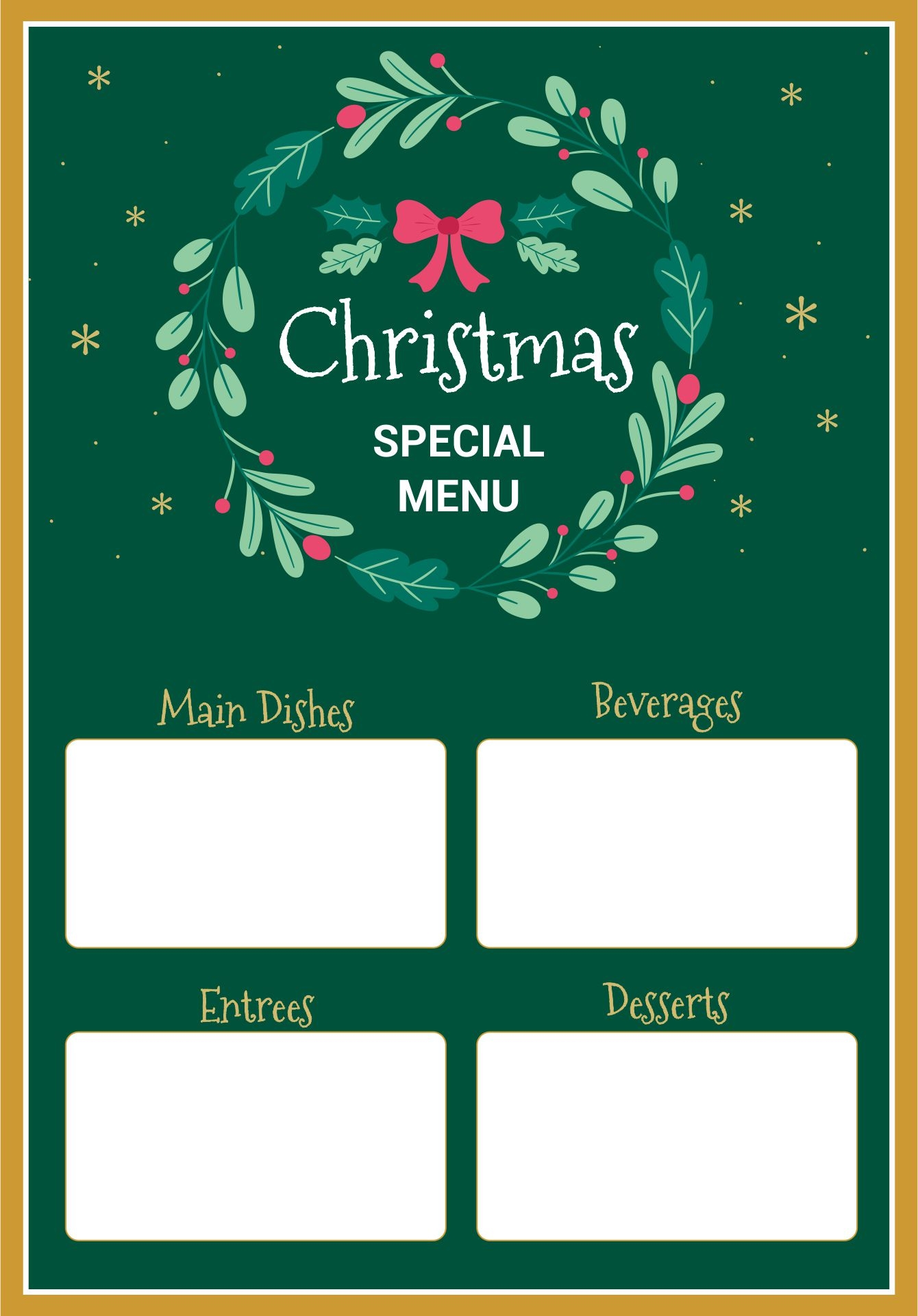 Free Printable Christmas Dinner Menu Templates