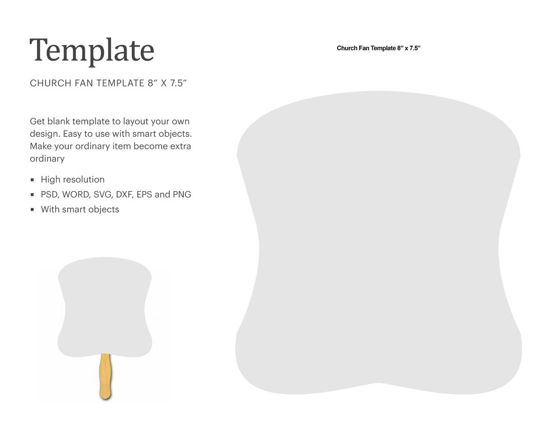 Church Fan Template Paddle Fan Template Wedding Fan Blank Template Cricut Silhouette Silhouette Studio Paper Size Letter Etsy