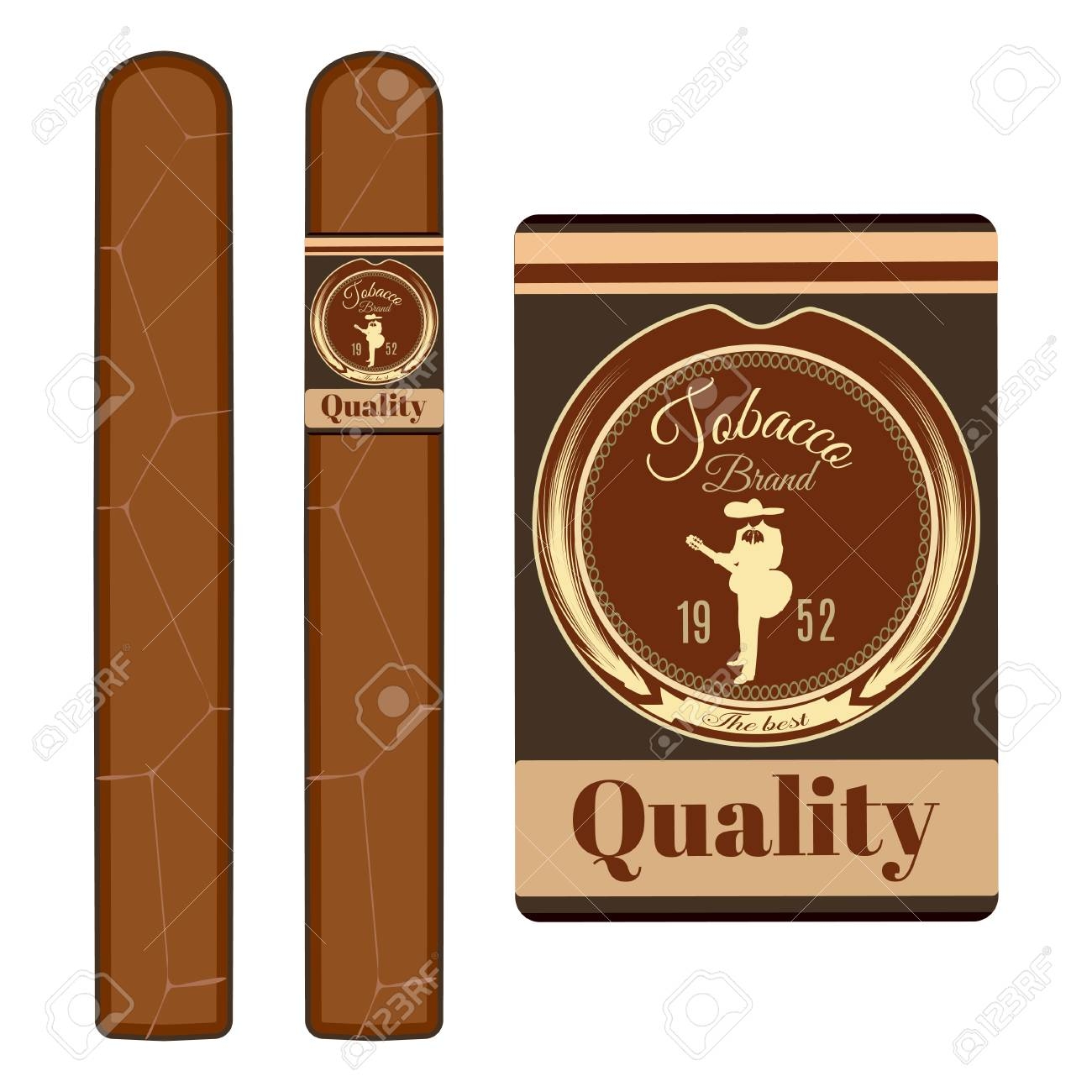 Cigar Label Template Set Vector Flat Illustration Royalty Free 