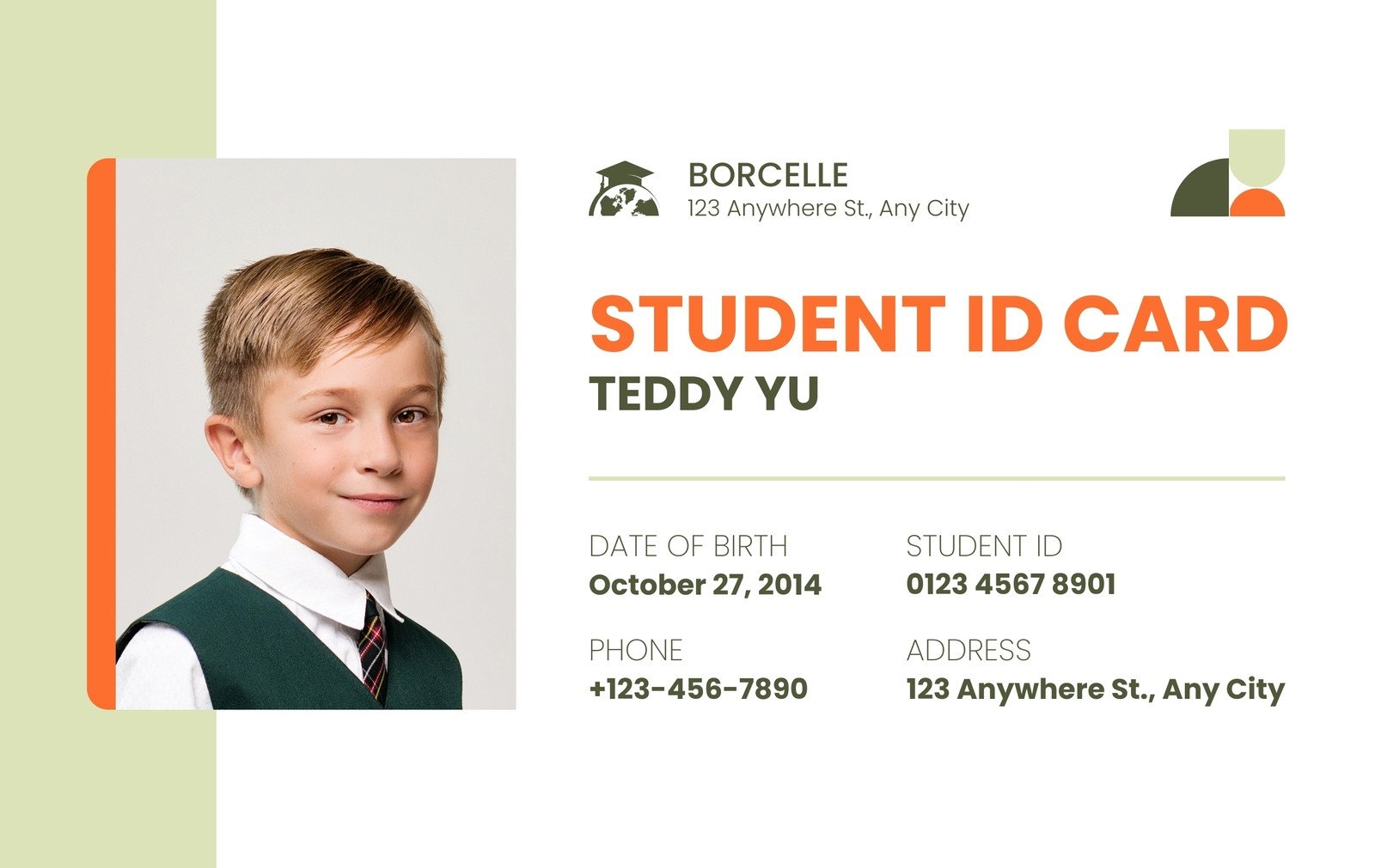 Custom Printable Student ID Card Templates Canva