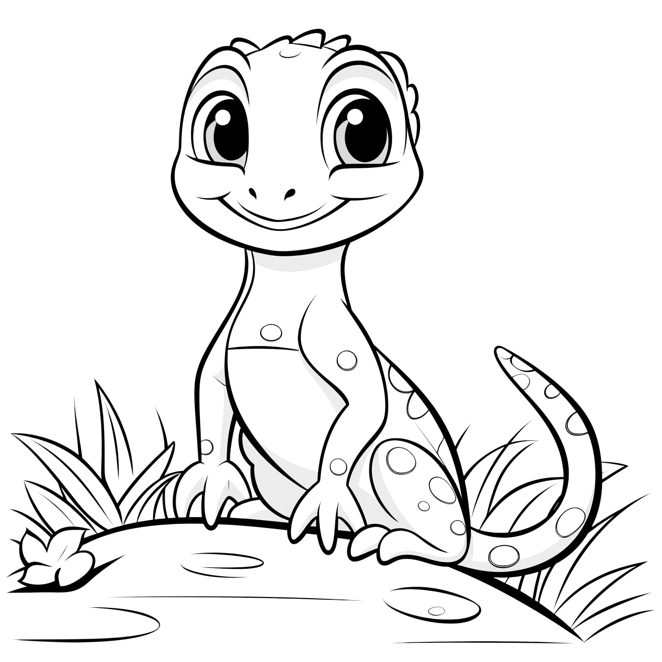 Cute Lizard Simple Coloring Page For Kids Free 