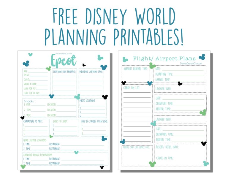 Disney World FREE Planning Printables Disney World Planner