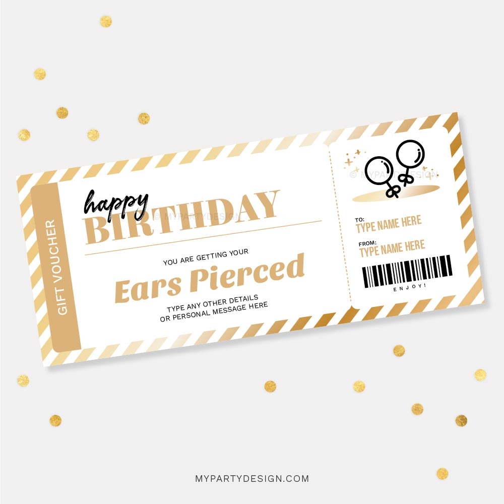 Ear Piercing Gift Voucher Template Printable My Party Design