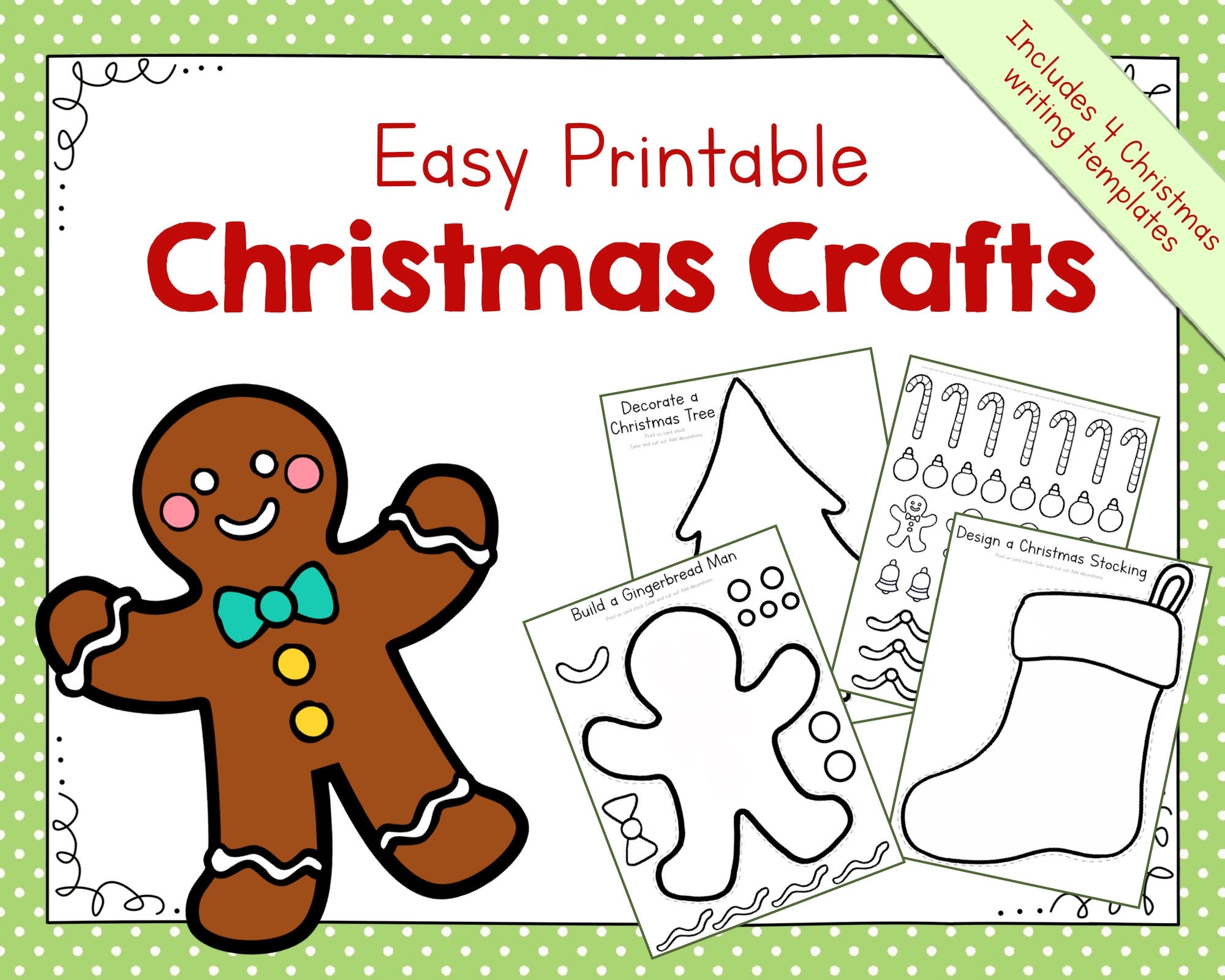 Easy Printable Christmas Crafts And Writing Templates Etsy Sweden