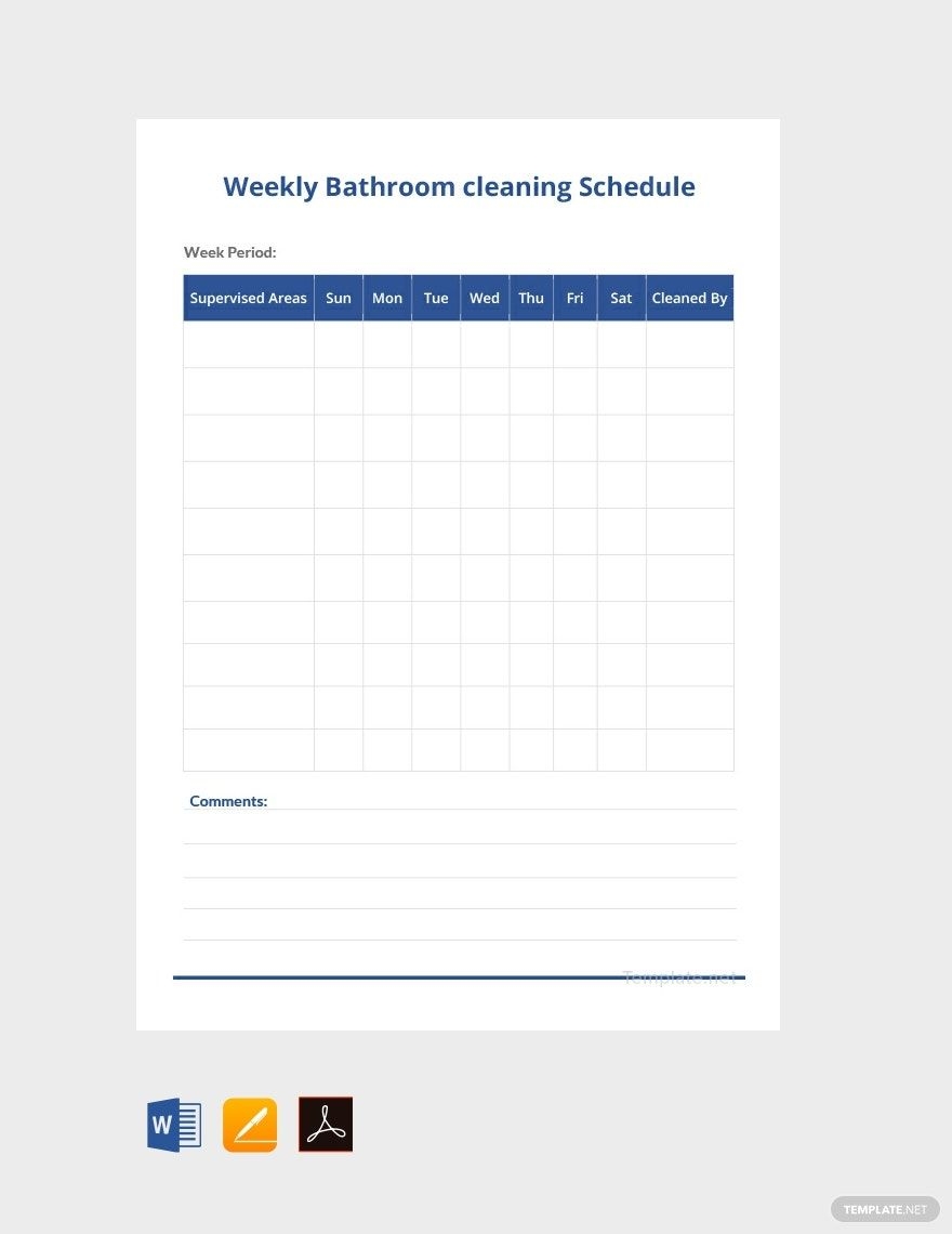 Editable Bathroom Cleaning Schedule Templates In Google Docs To 