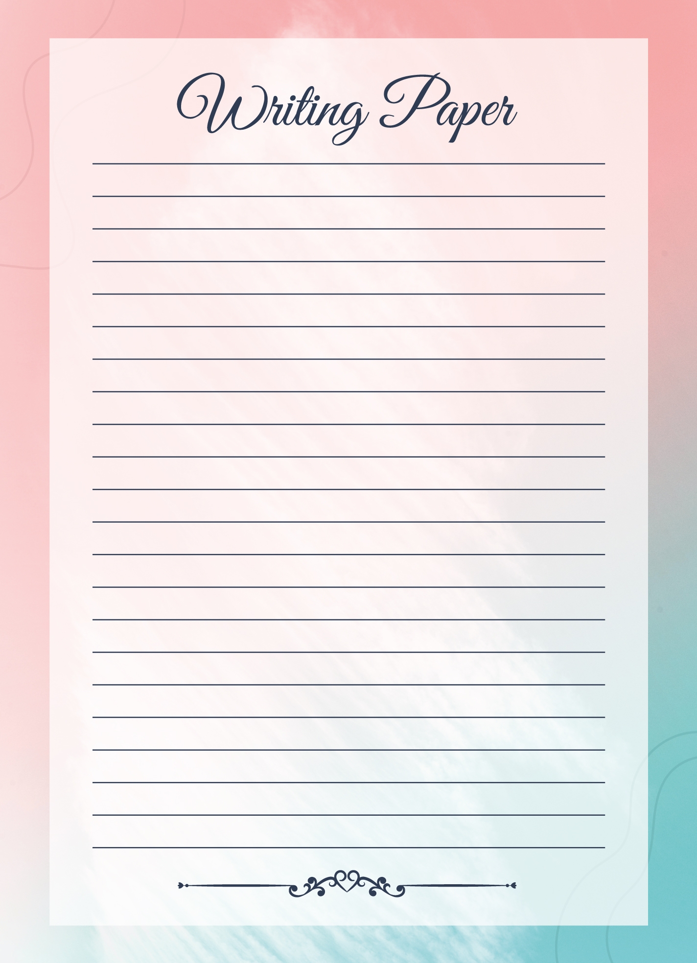 Printable Writing Page Free Template