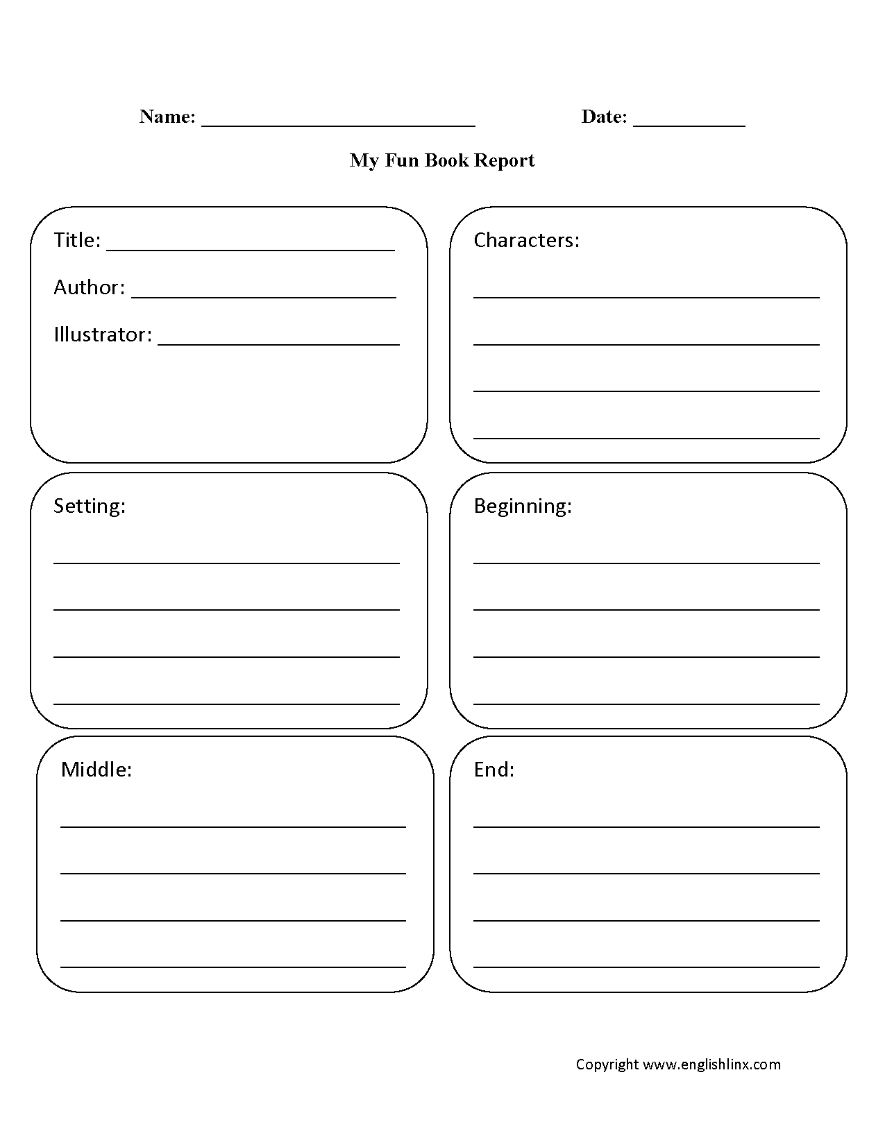 Book Report Template Free Printable