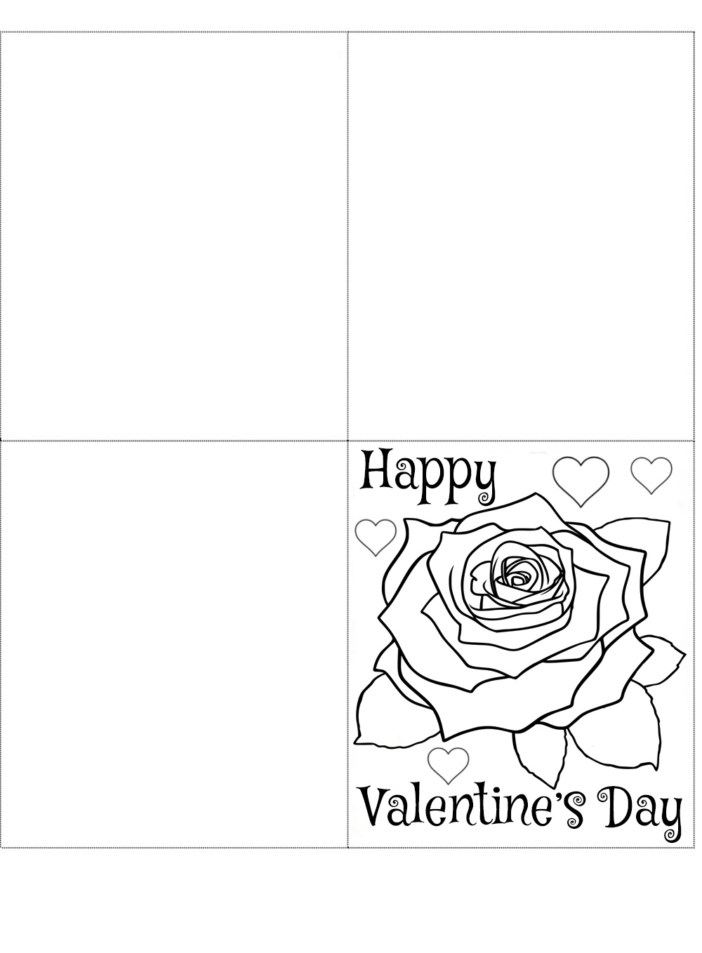 Four Fold Valentine s Card Blank Rose Rooftop Post Printables