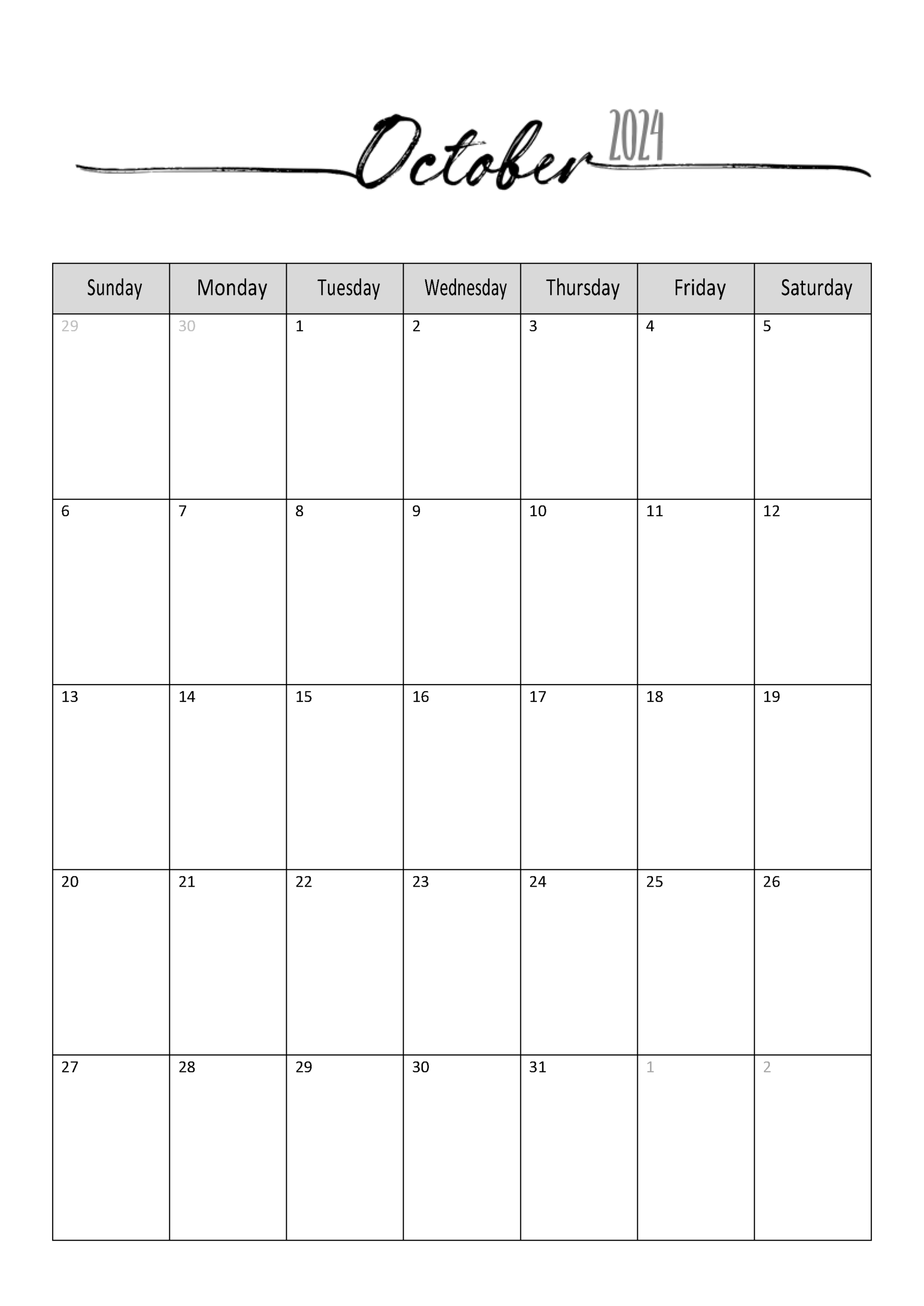 FREE 2024 Calendar Template Word Instant Download