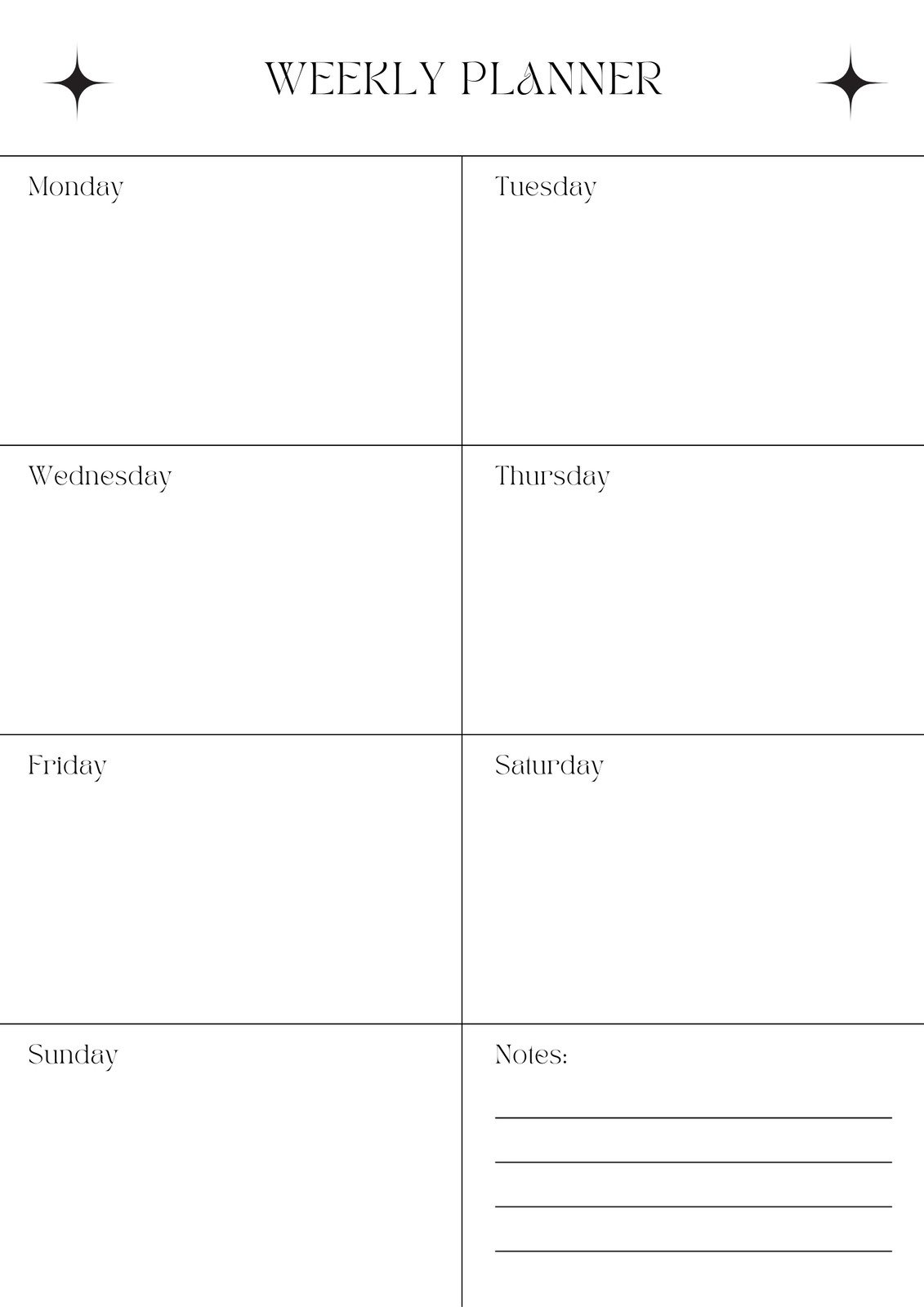 Weekly Template Printable Free