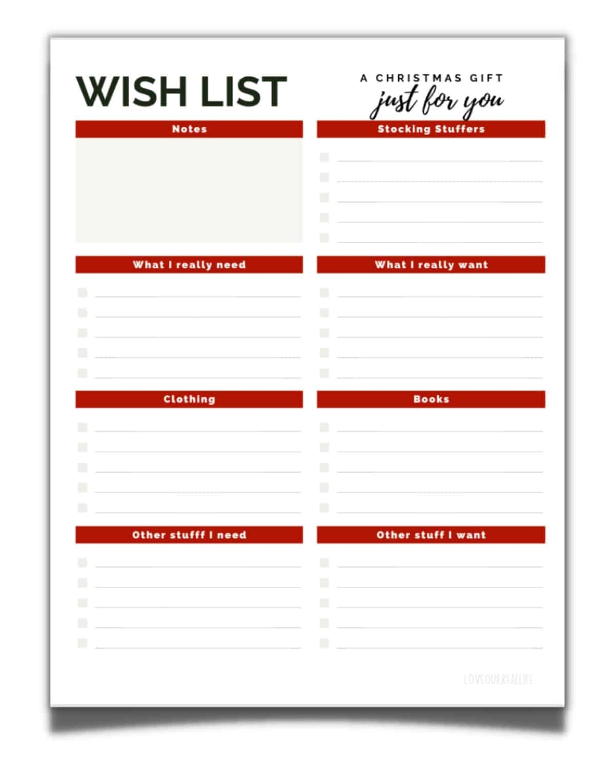 Free Printable Christmas Wish List Templates