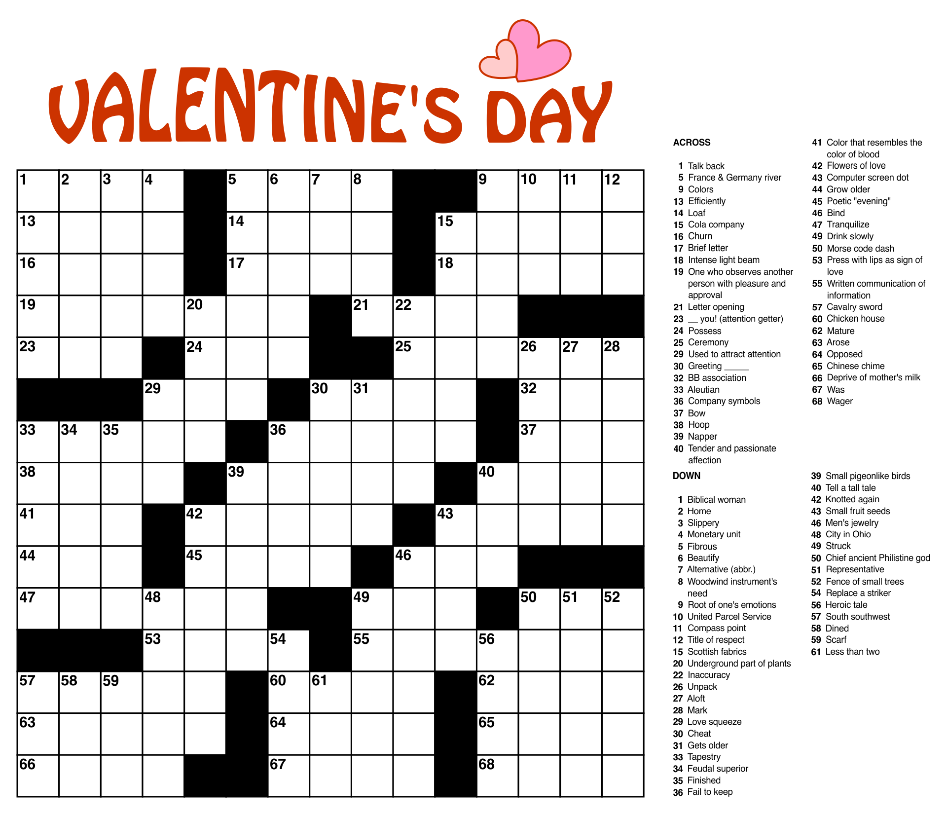 Free Crosswords For Seniors Large Print Puzzles DailyCaring Worksheets Library
