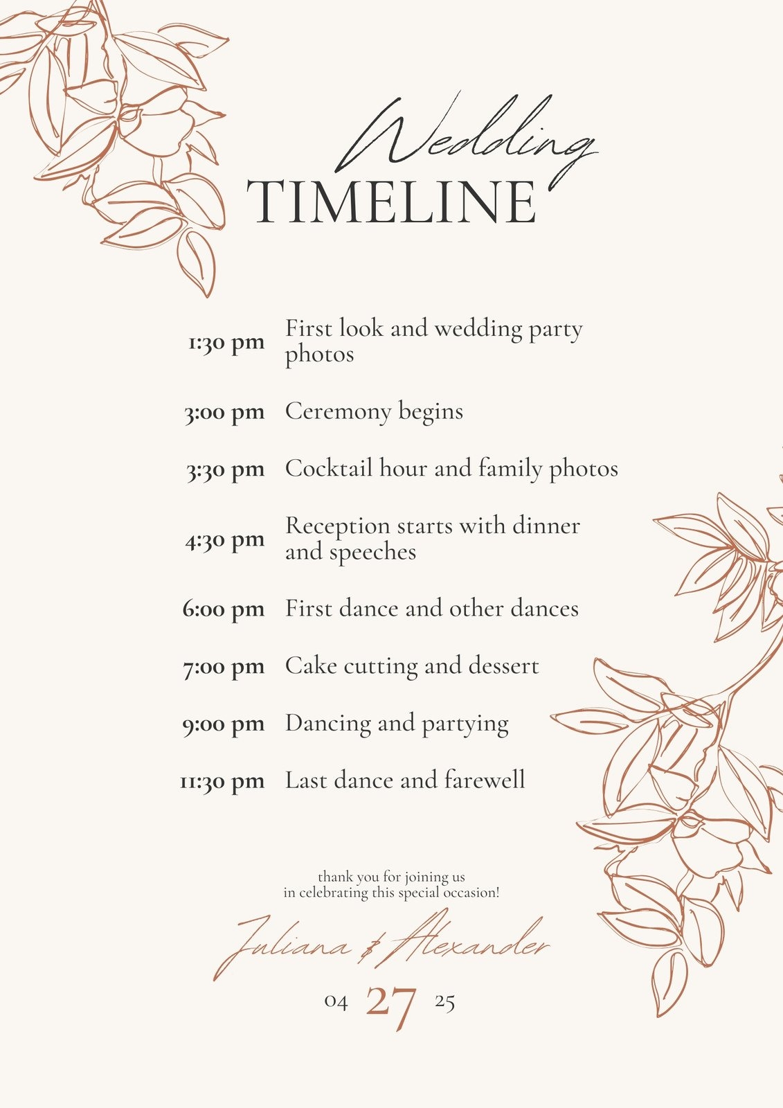 Free Custom Printable Wedding Program Templates Canva