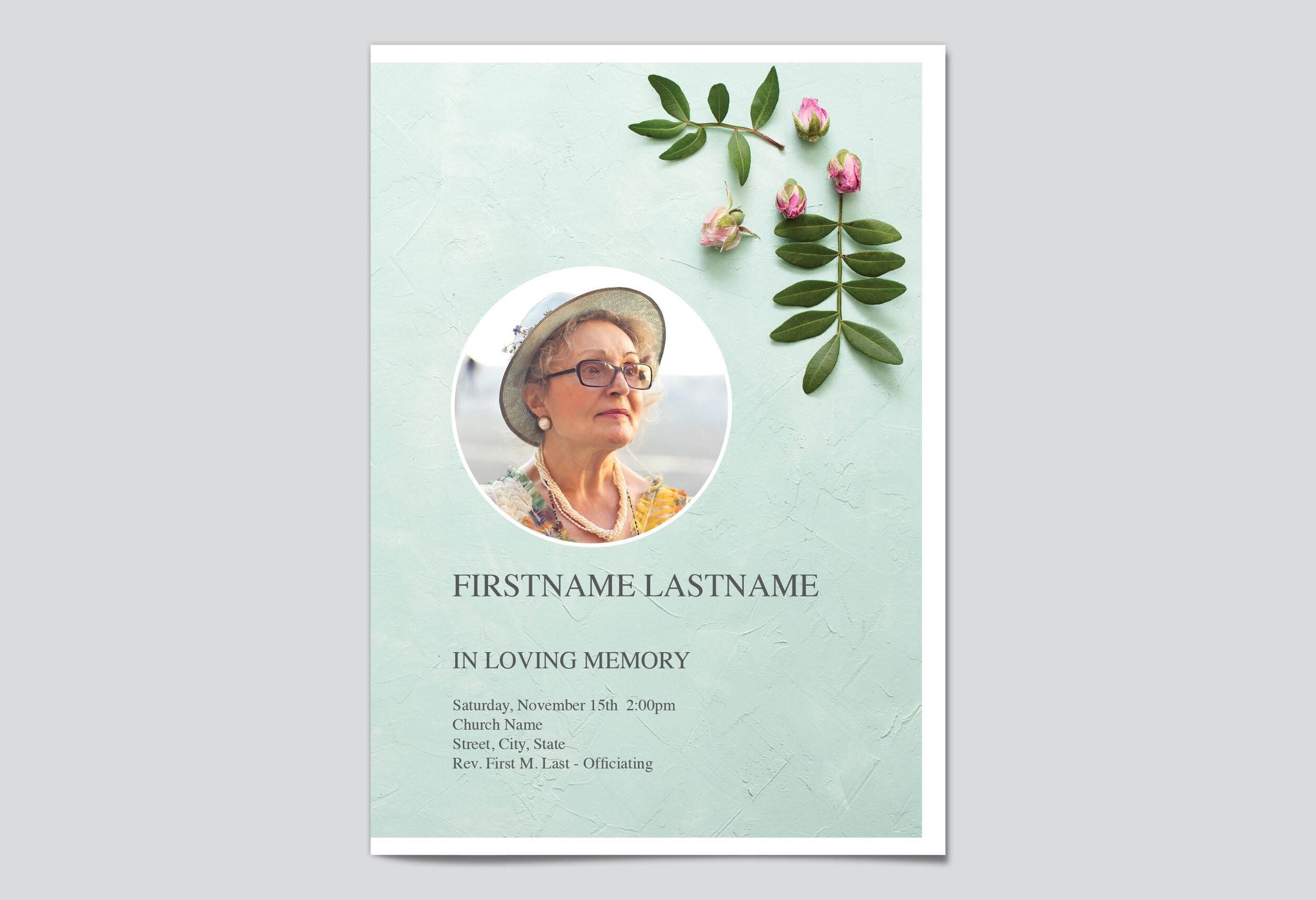 Free Editable Printable Funeral Program Template