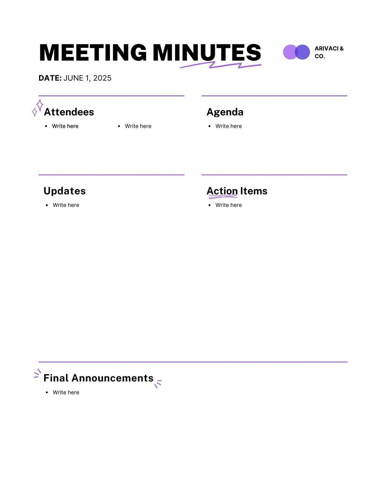 Meeting Minutes Template Free Printable