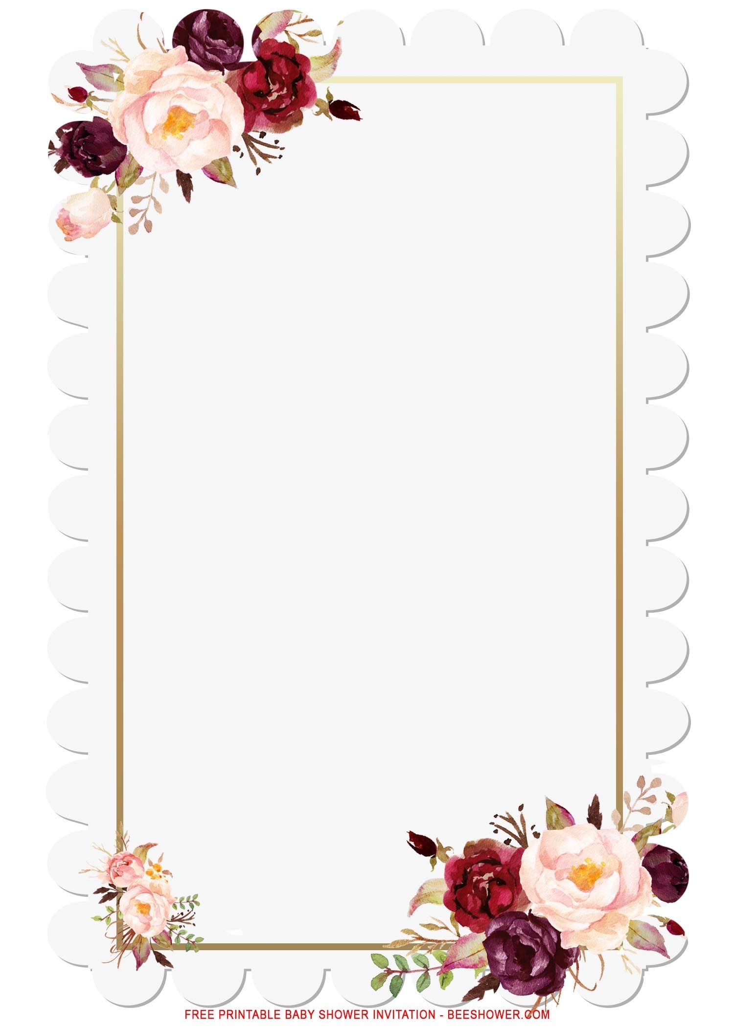 FREE Printable Blush Pink Gold Frame Invitation Templates Worksheets Library