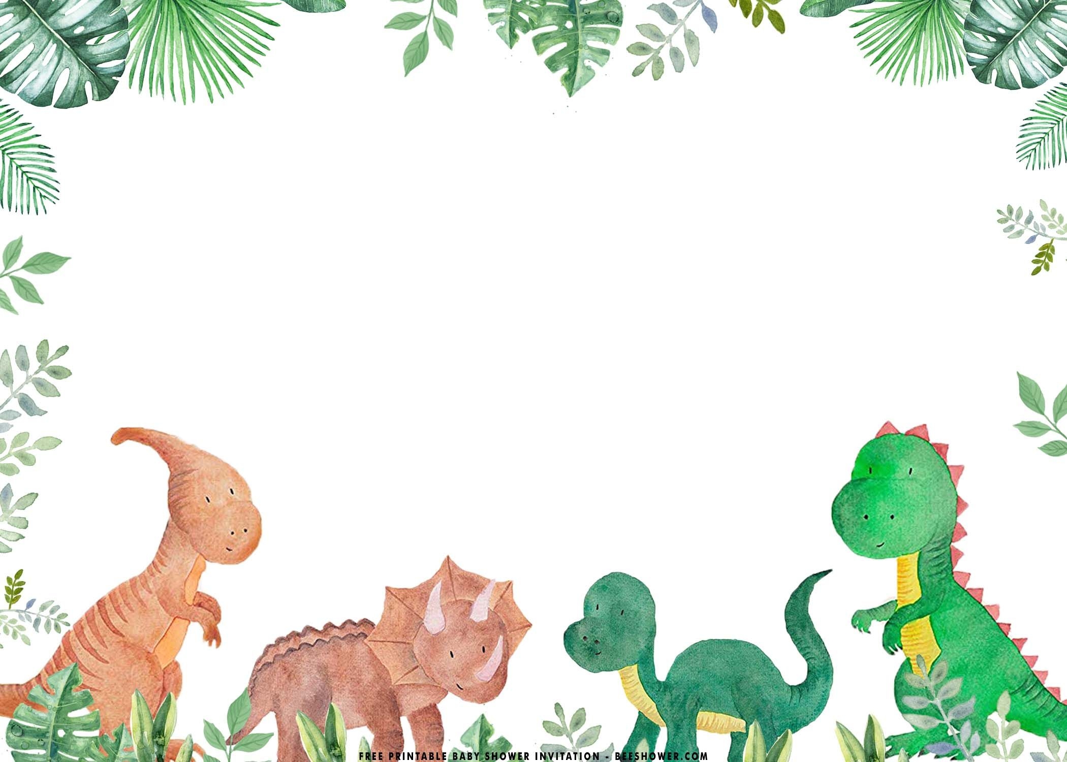 FREE Printable Dinosaur Baby Shower Invitation Templates