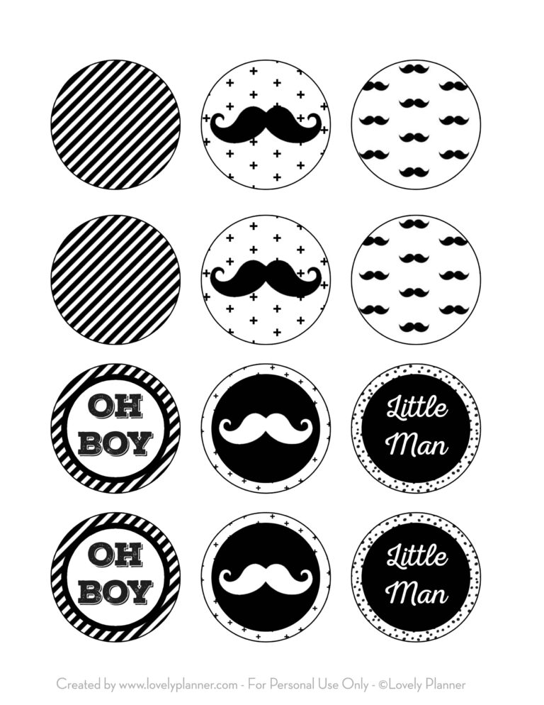 Free Printable Mustache Party Cupcake Toppers Lovely Planner