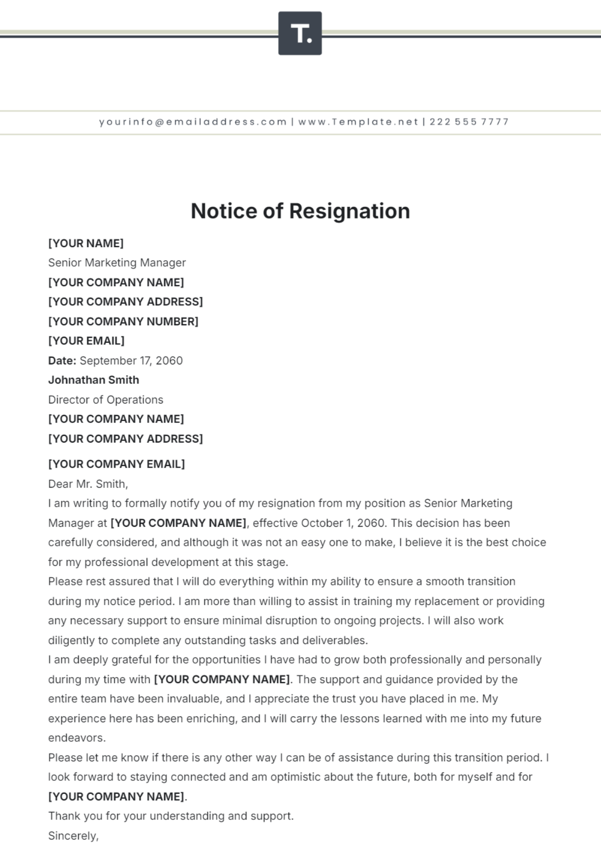 Free Printable Resignation Letter Templates