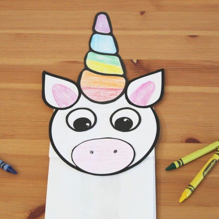 How To Make A Unicorn Paper Bag Puppet with Free Template
