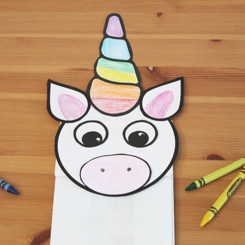 How To Make A Unicorn Paper Bag Puppet with Free Template 