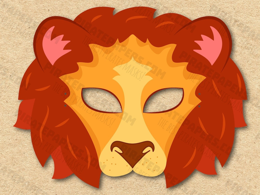 Lion Mask Printable Paper DIY For Kids And Adults PDF Template Instant Download For Birthdays Halloween Party Costumes Etsy