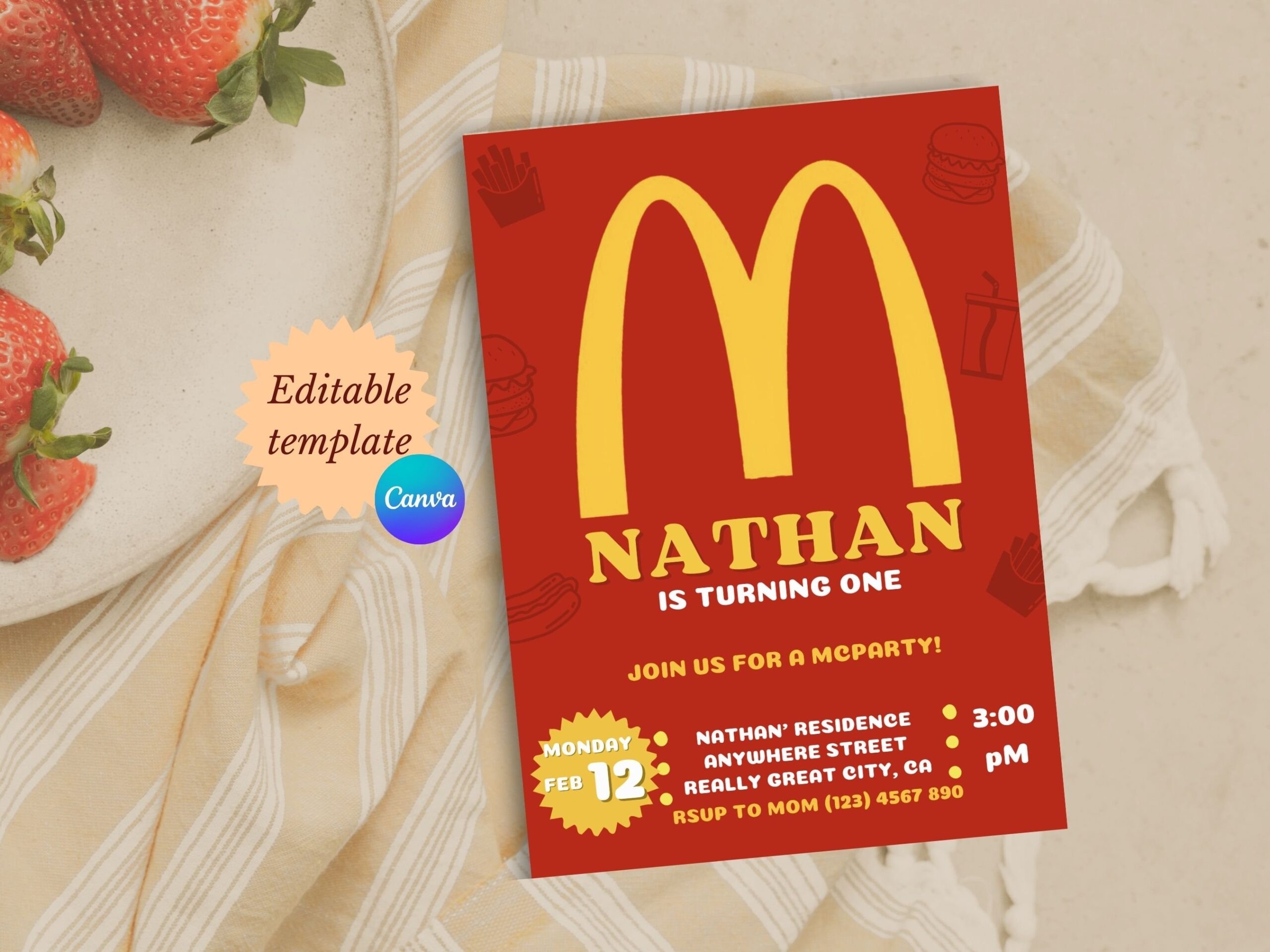 McDonalds Birthday Party Invitation Editable McDonalds Theme Party Printable Payhip