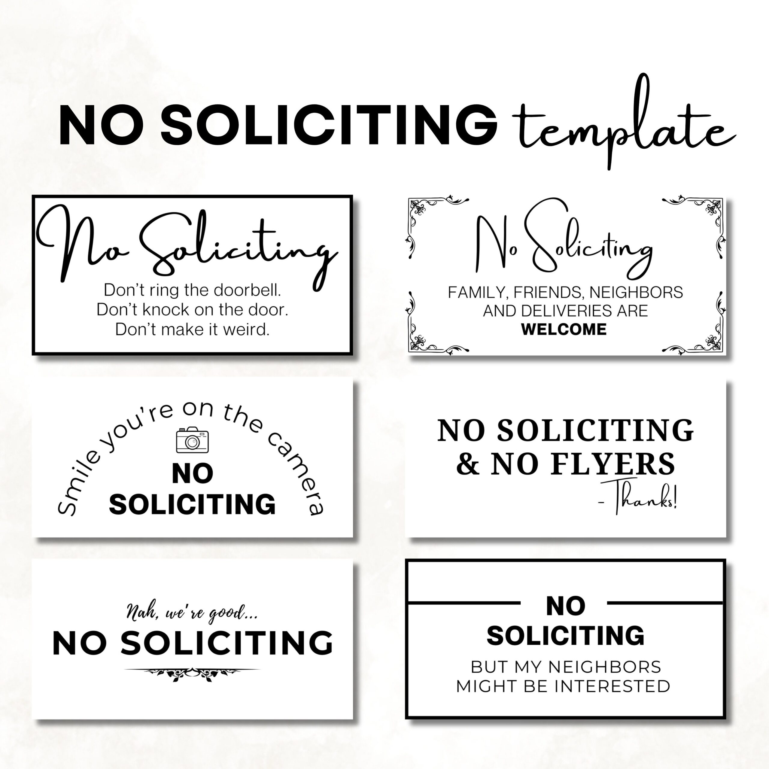 No Soliciting Sign Template Editable U0026 Printable 6 Signs SVG 