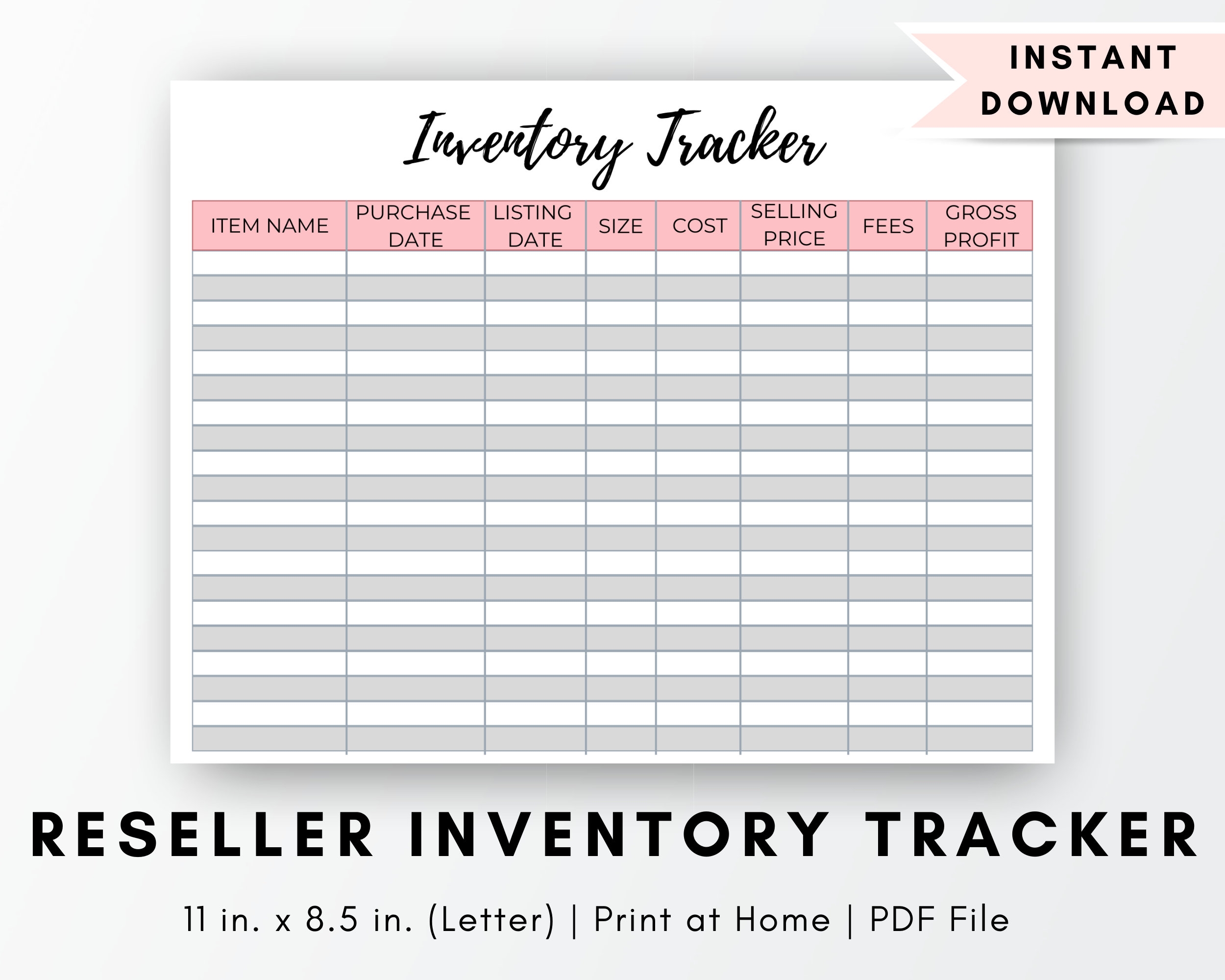 Online Reseller Inventory Sheets Printable Online Inventory 