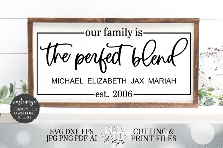 Our Family Is The Perfect Blend Blended Family SVG DXF JPG